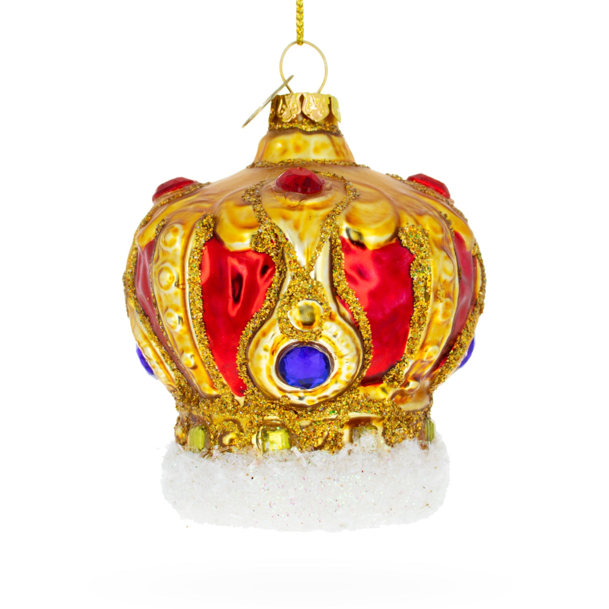 Royal Radiance: Jeweled Crown - Blown Glass Christmas Ornament