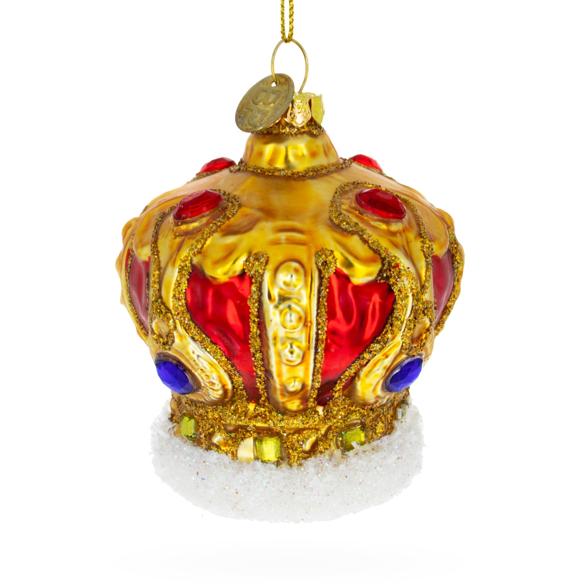 Royal Radiance: Jeweled Crown - Blown Glass Christmas Ornament