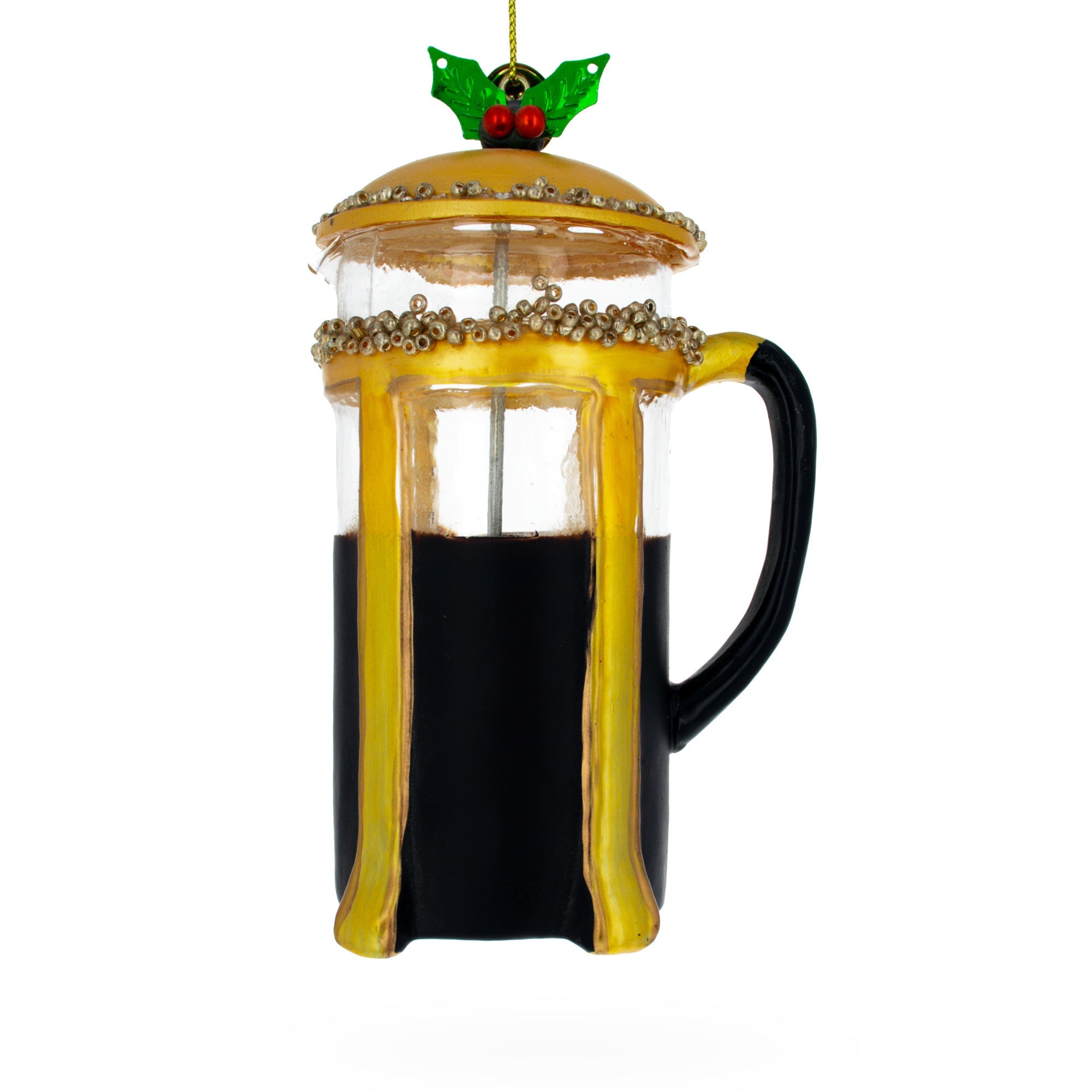 French Press Coffee Maker - Blown Glass Christmas Ornament