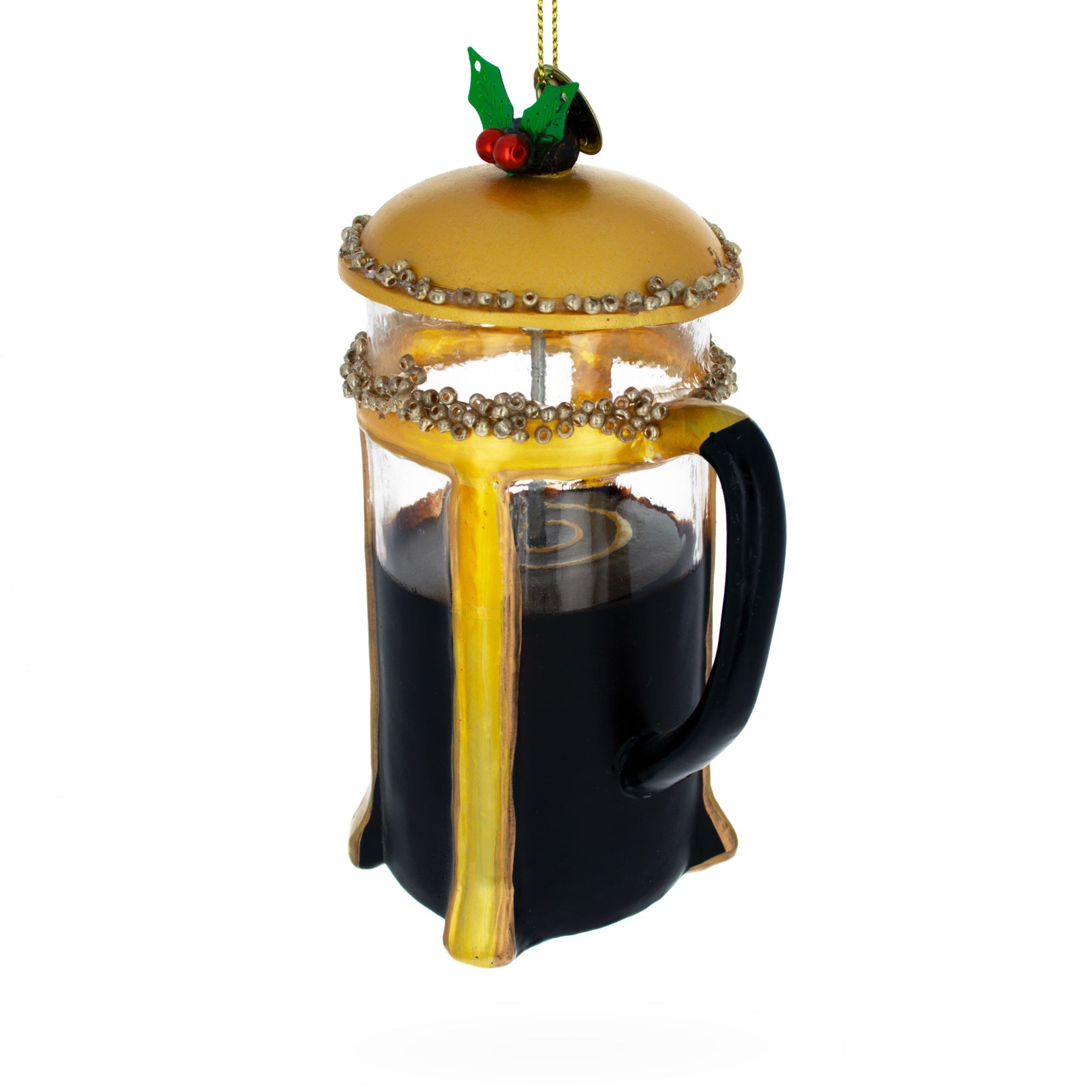 French Press Coffee Maker - Blown Glass Christmas Ornament