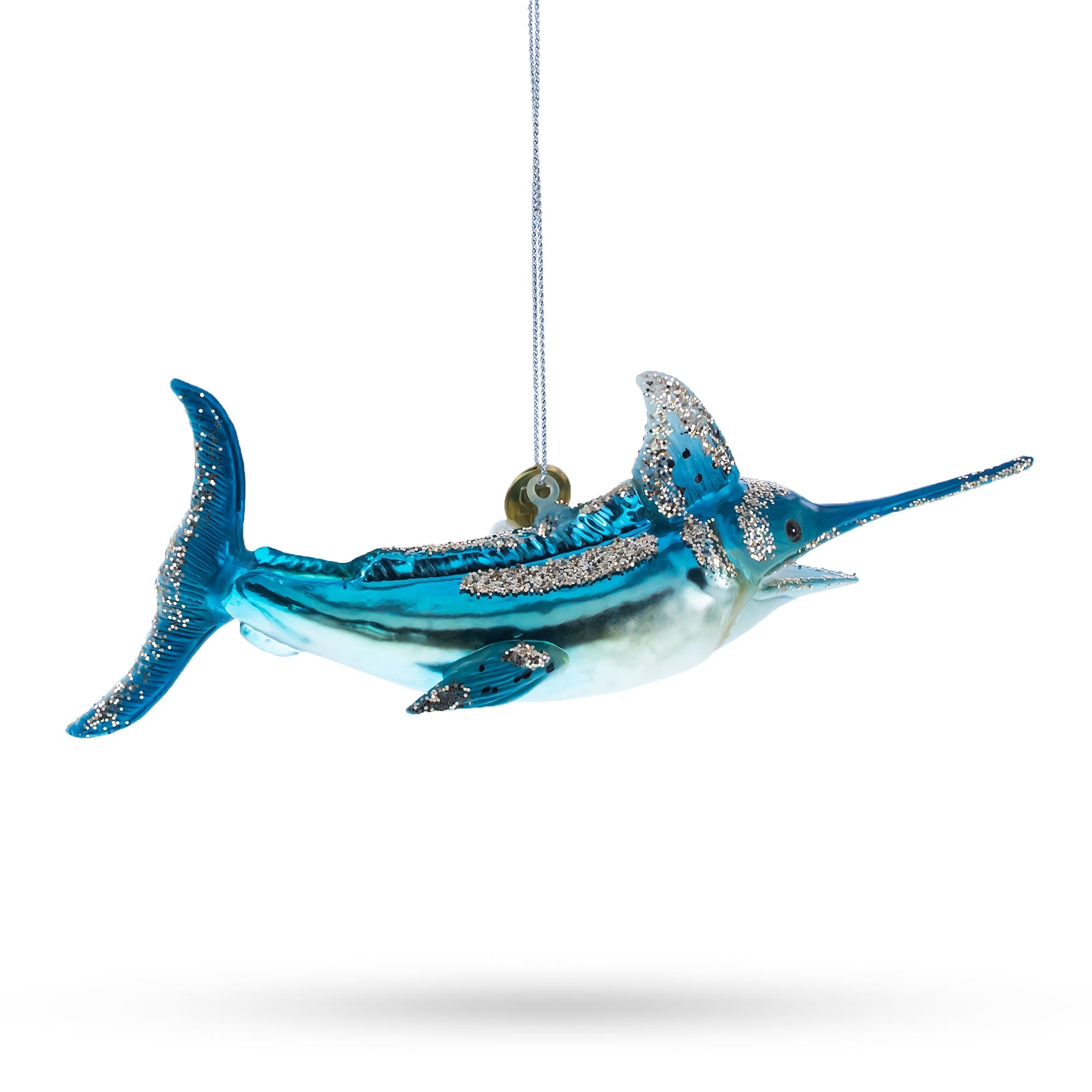 Ocean Wanderer: Majestic Marlin Fish - Blown Glass Christmas Ornament