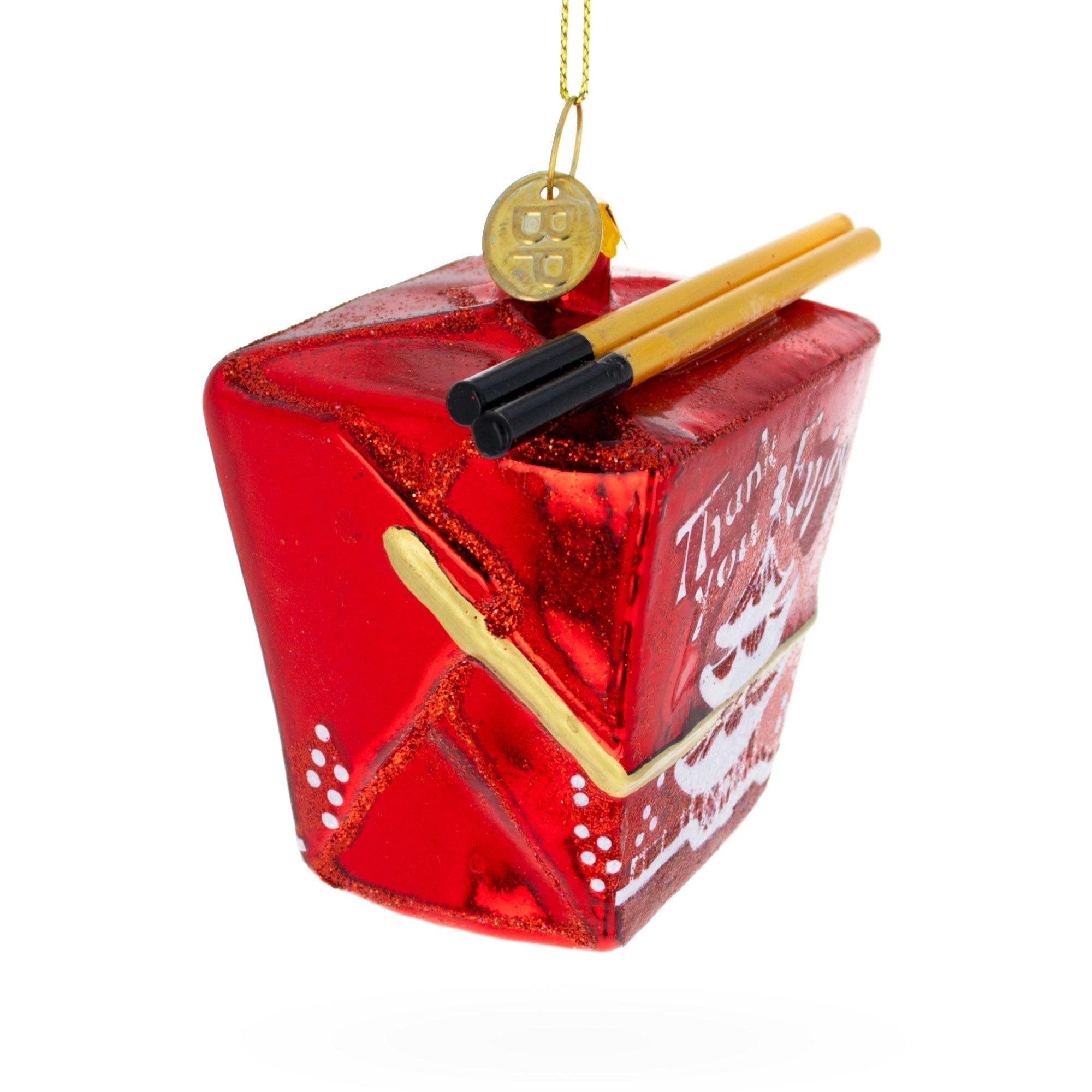 Asian Culinary Delight: Delectable Chinese Takeout - Blown Glass Christmas Ornament