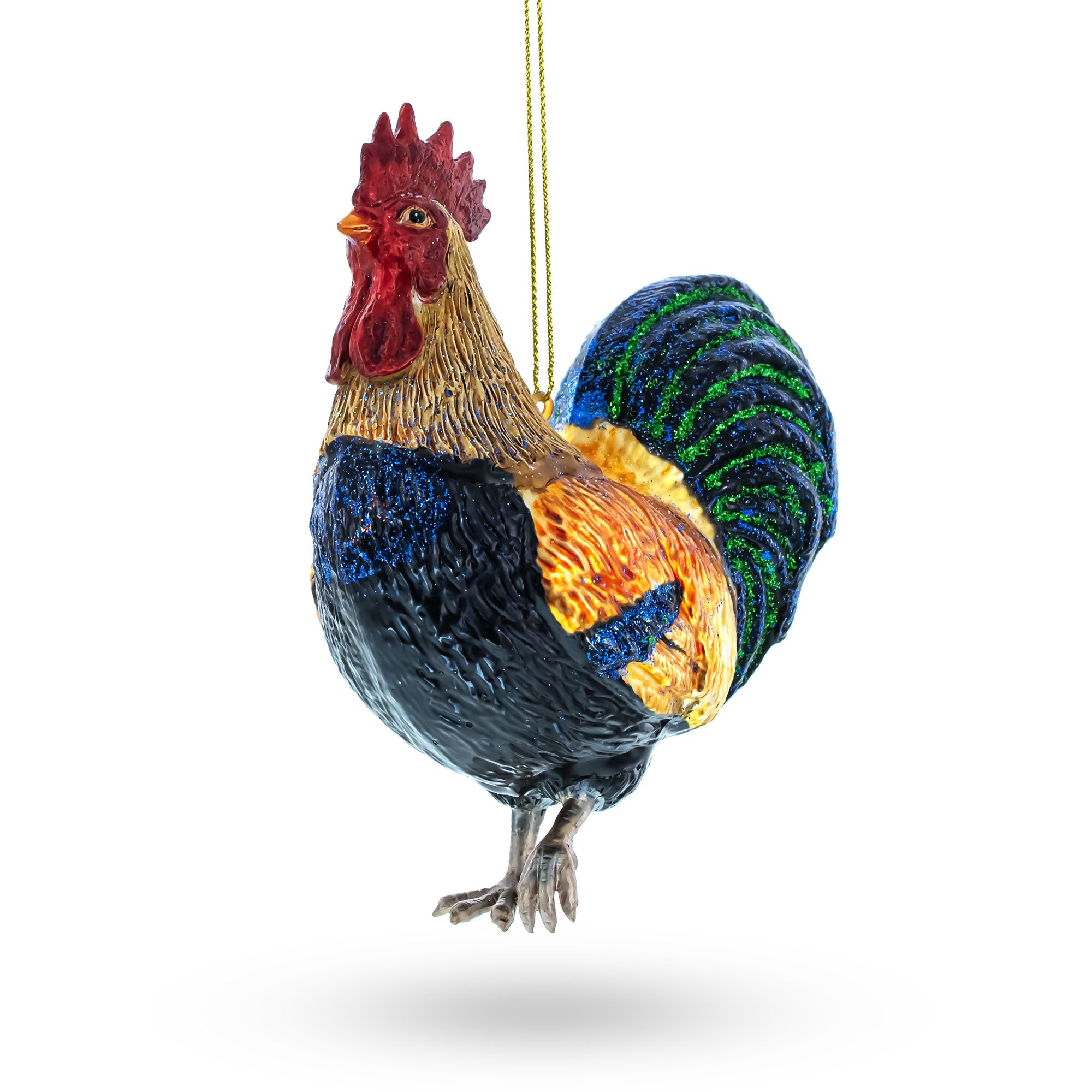 Fiesta Of Colors: Vibrant Rooster - Blown Glass Christmas Ornament