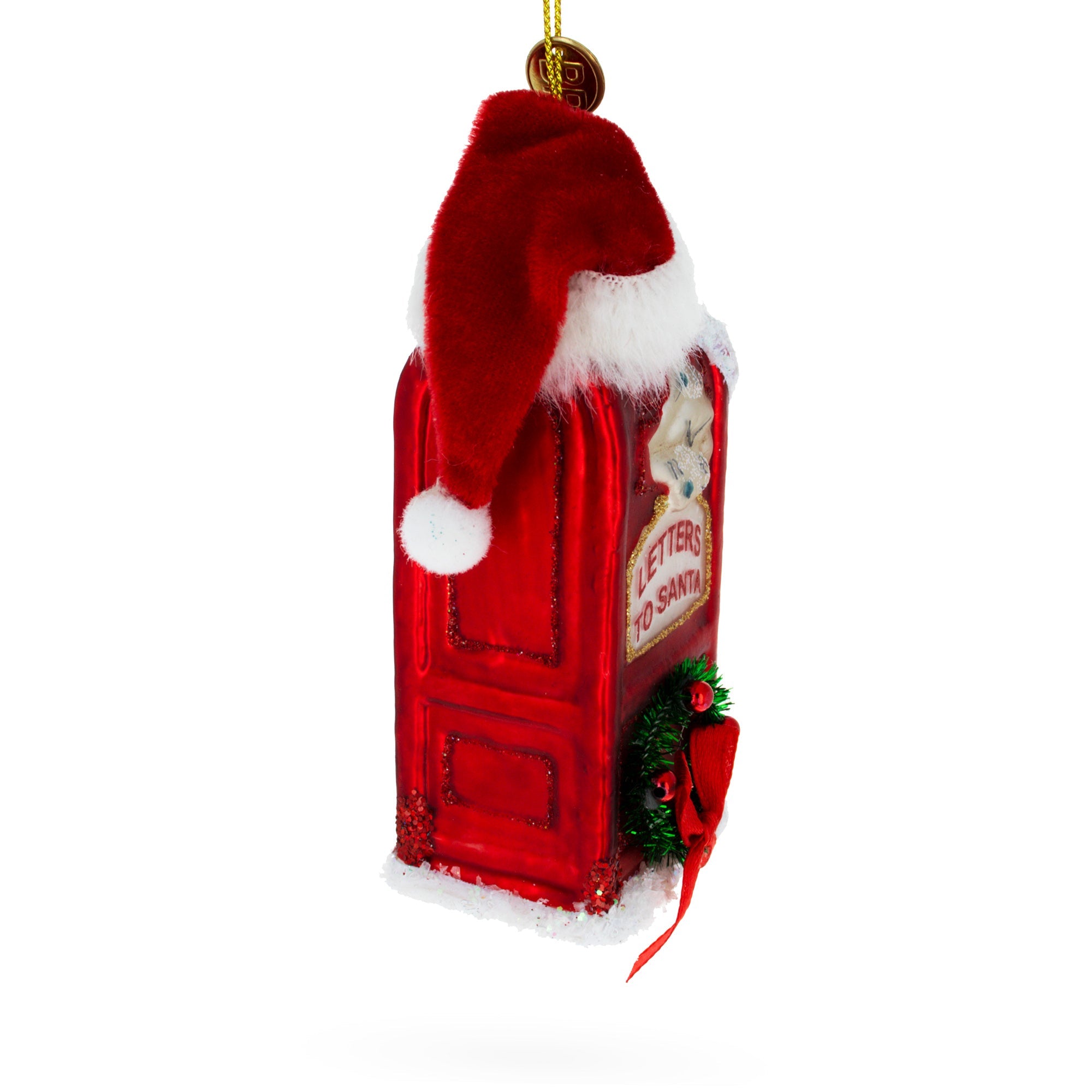 Festive Santa Mailbox - Blown Glass Christmas Ornament