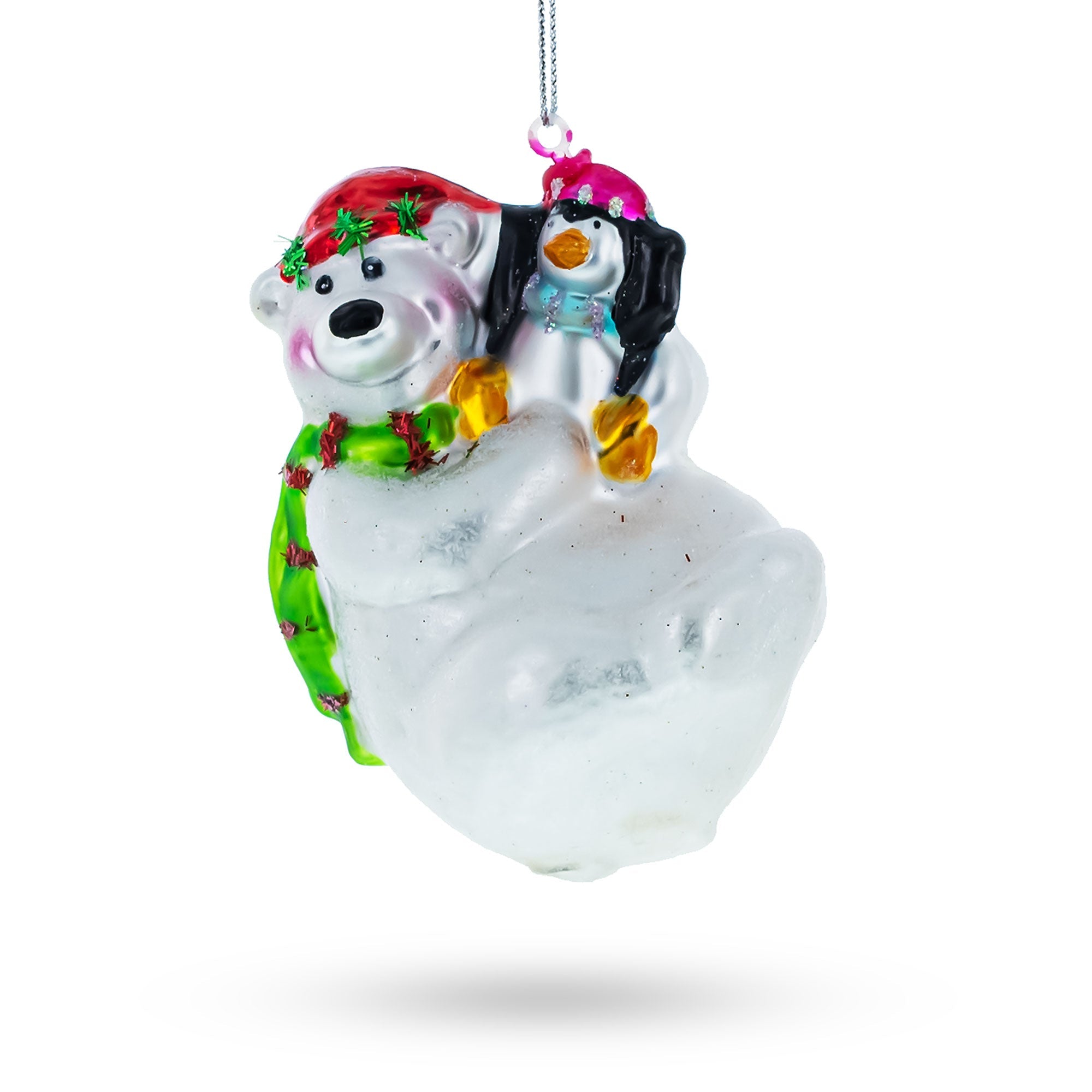 Frosty Friends: Arctic Harmony - Blown Glass Christmas Ornament