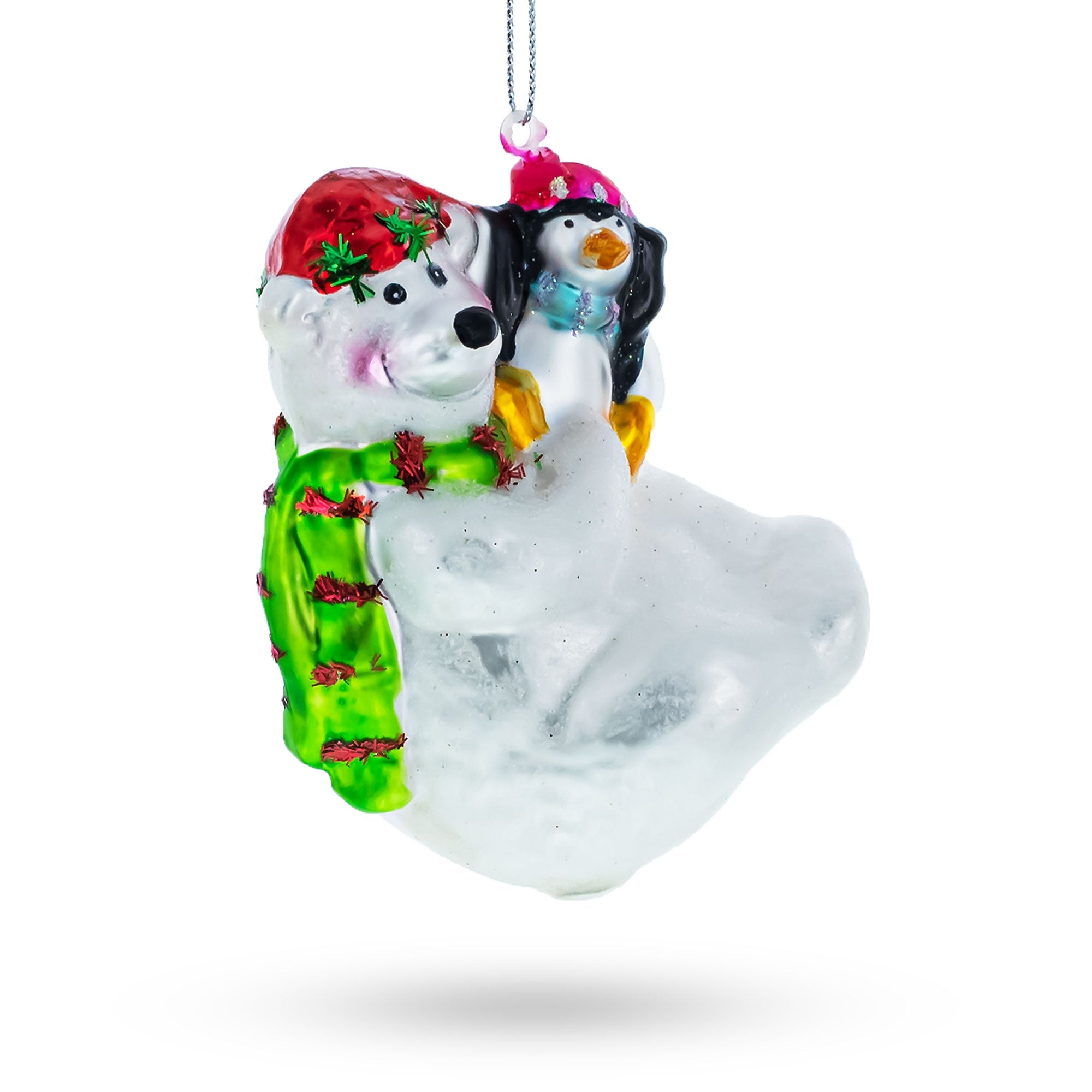 Frosty Friends: Arctic Harmony - Blown Glass Christmas Ornament