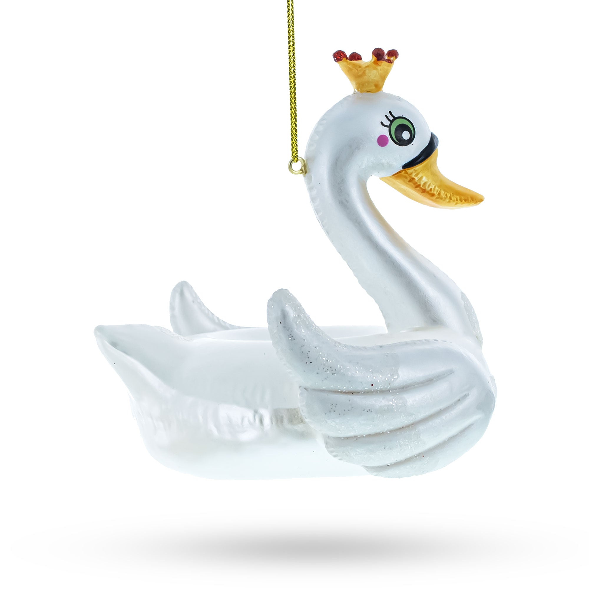 Regal Swan Floatie Queen - Blown Glass Christmas Ornament