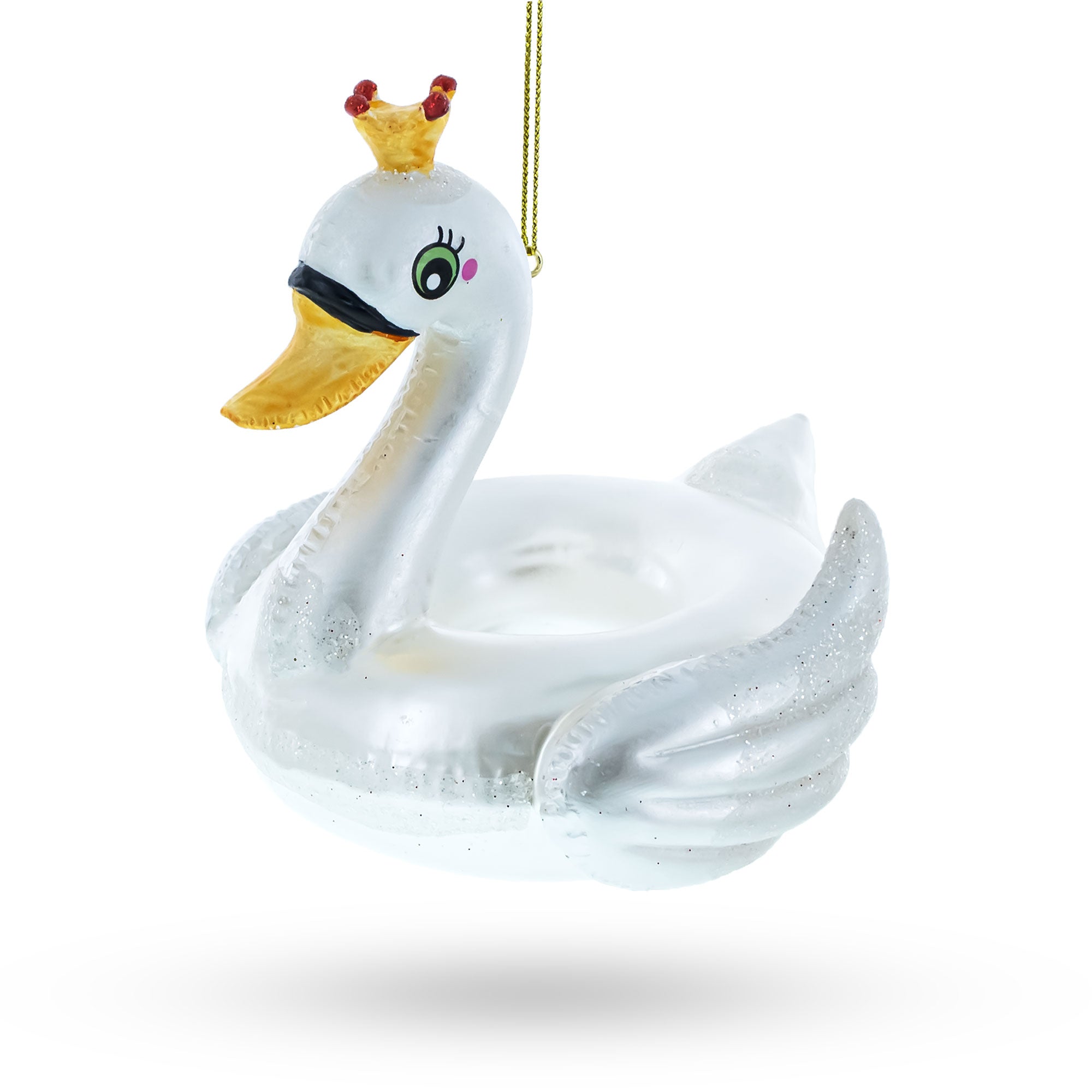 Regal Swan Floatie Queen - Blown Glass Christmas Ornament