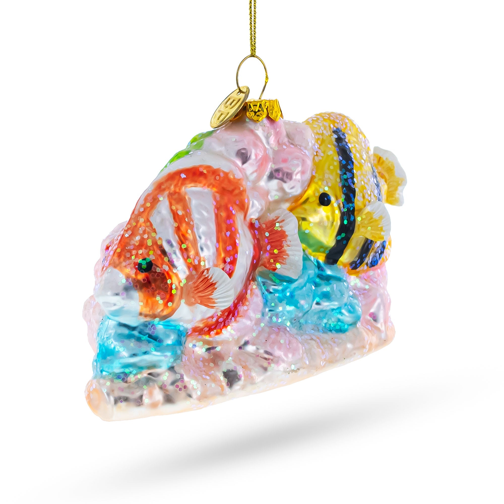 Vibrant Coral Reef Fishes - Blown Glass Christmas Ornament