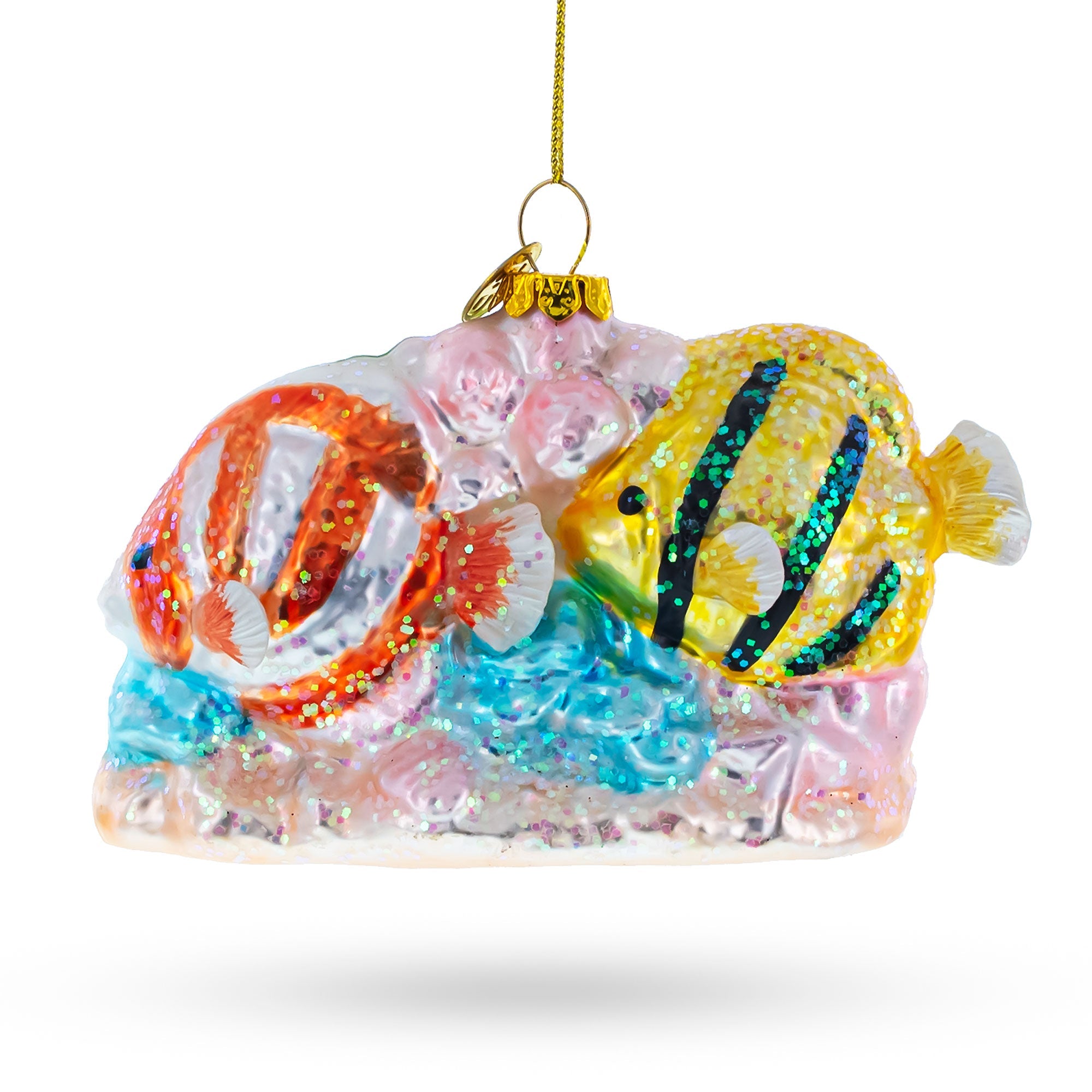 Vibrant Coral Reef Fishes - Blown Glass Christmas Ornament