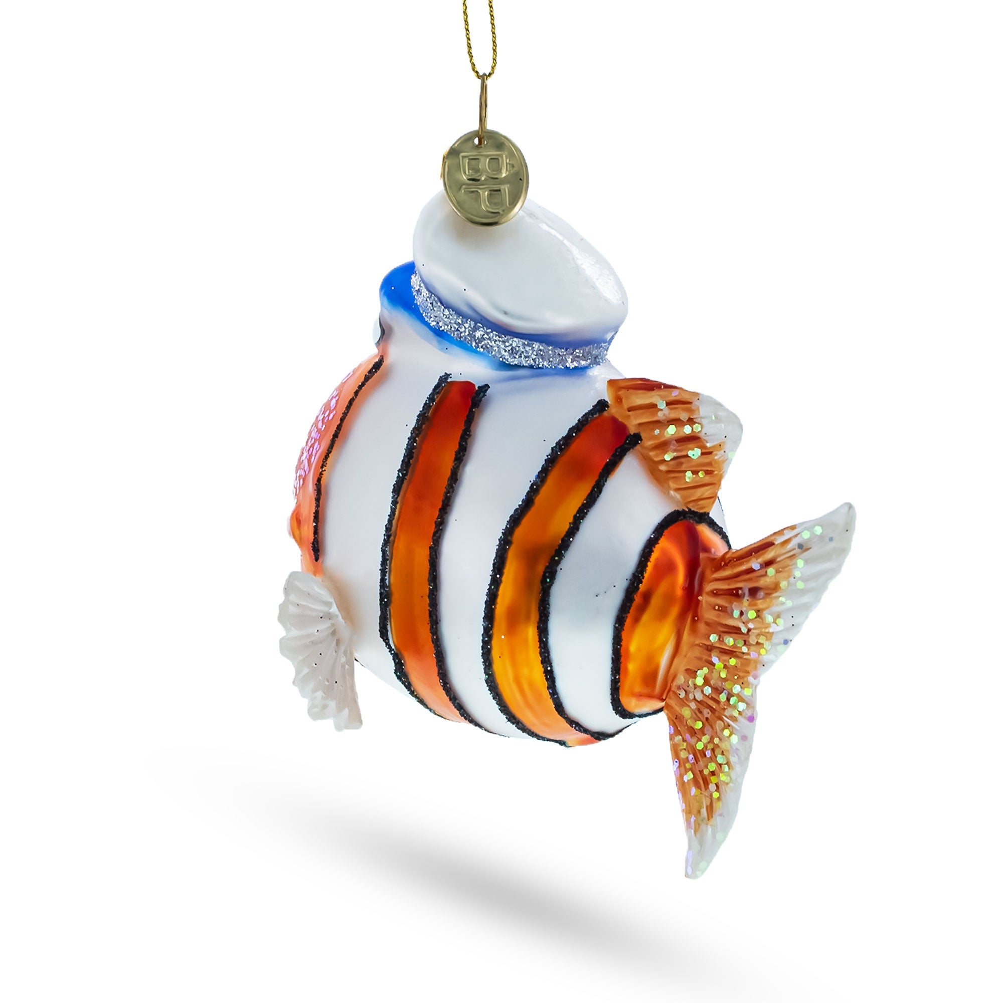 Nautical Captain Fish - Blown Glass Christmas Ornament