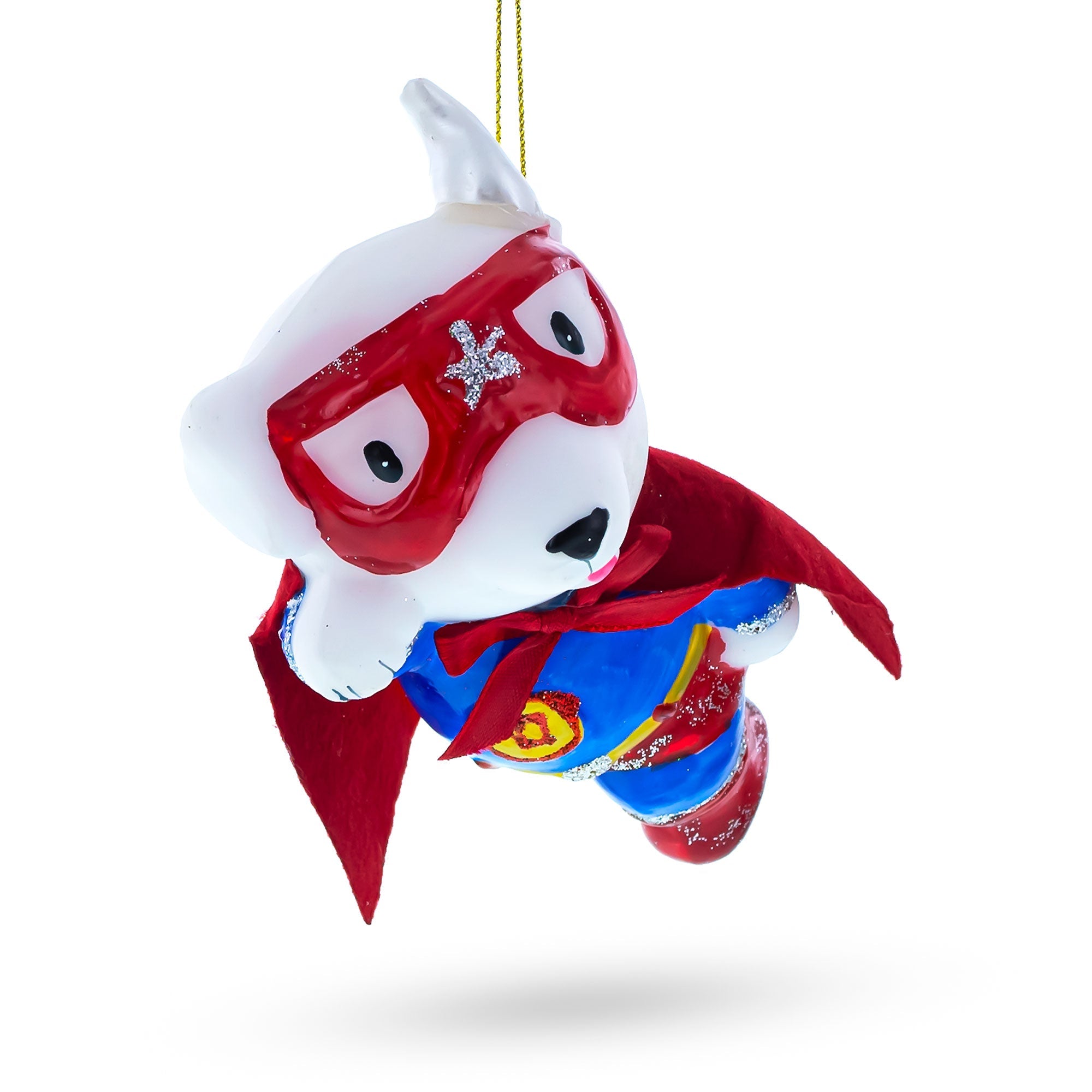 Soaring Super Dog Hero - Blown Glass Christmas Ornament