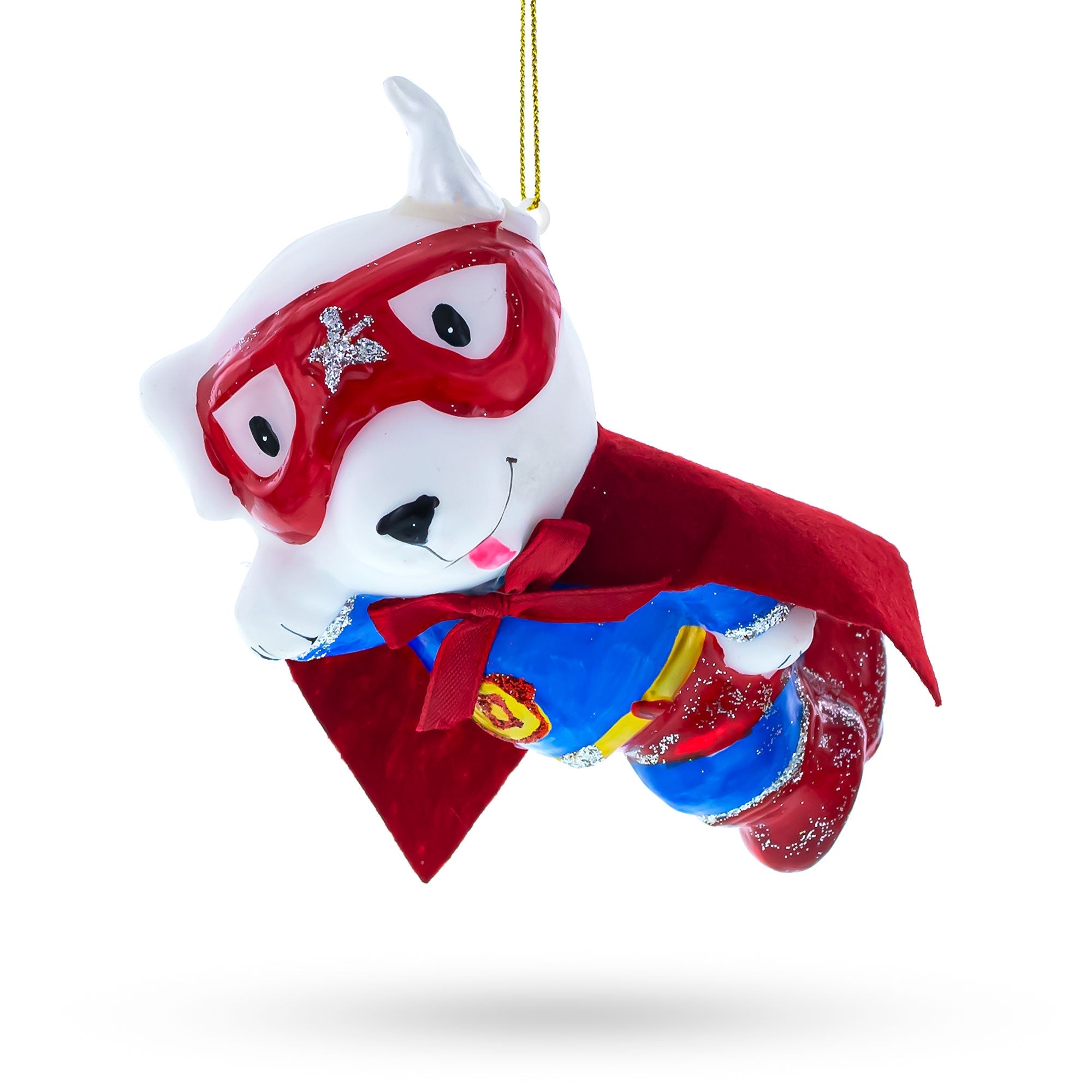 Soaring Super Dog Hero - Blown Glass Christmas Ornament