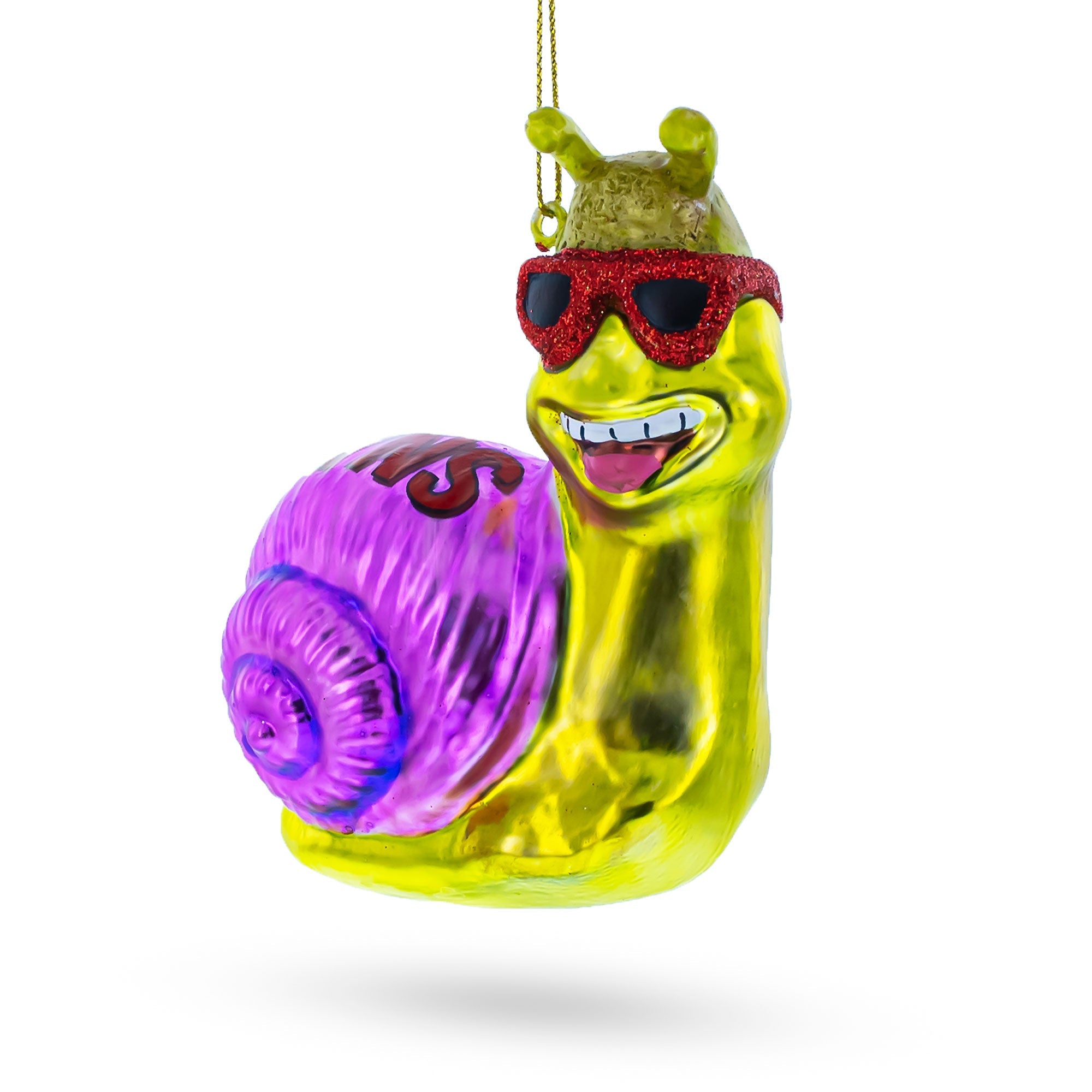 Cool Snail Sporting Sunglasses - Blown Glass Christmas Ornament