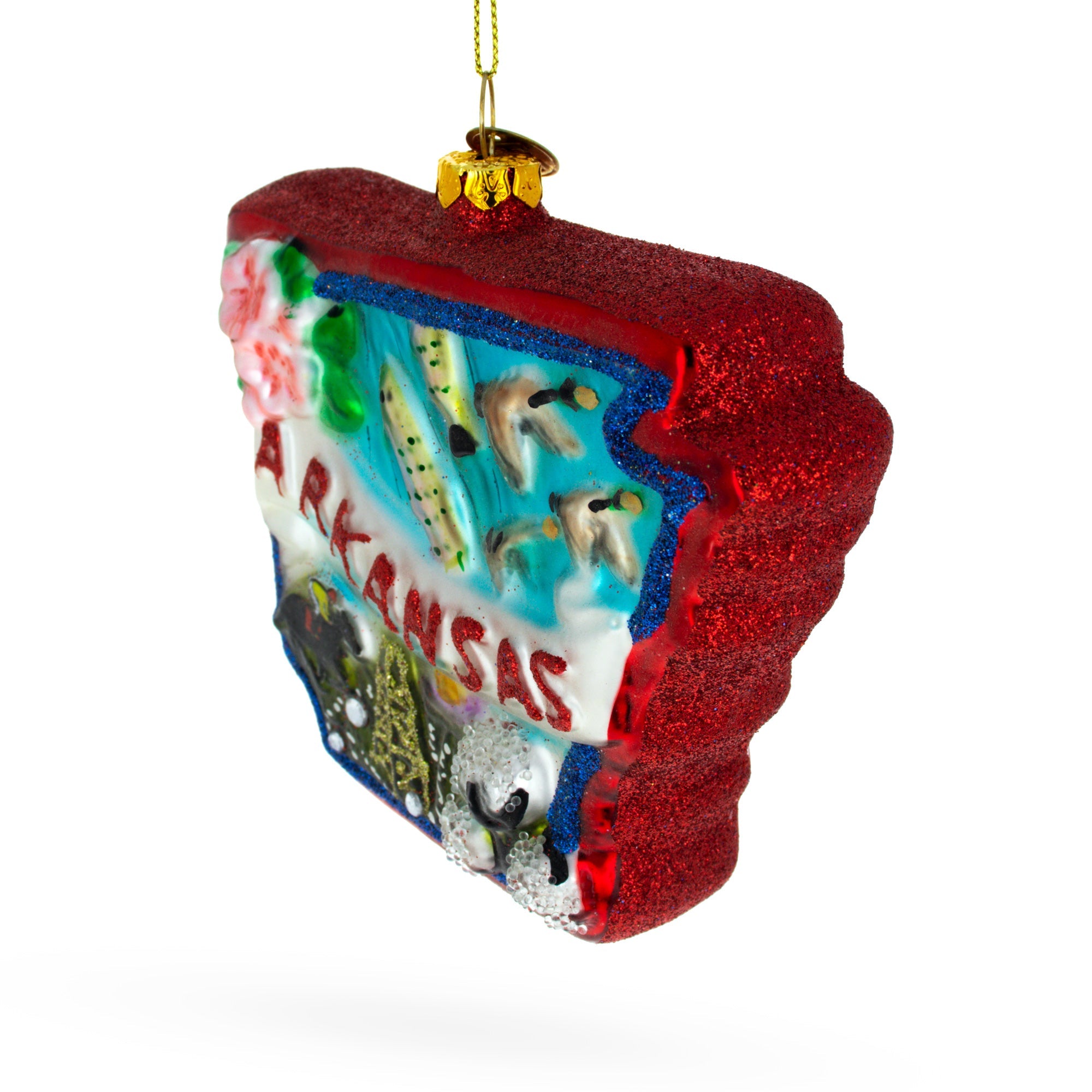 Arkansas State Landmarks - Blown Glass Christmas Ornament