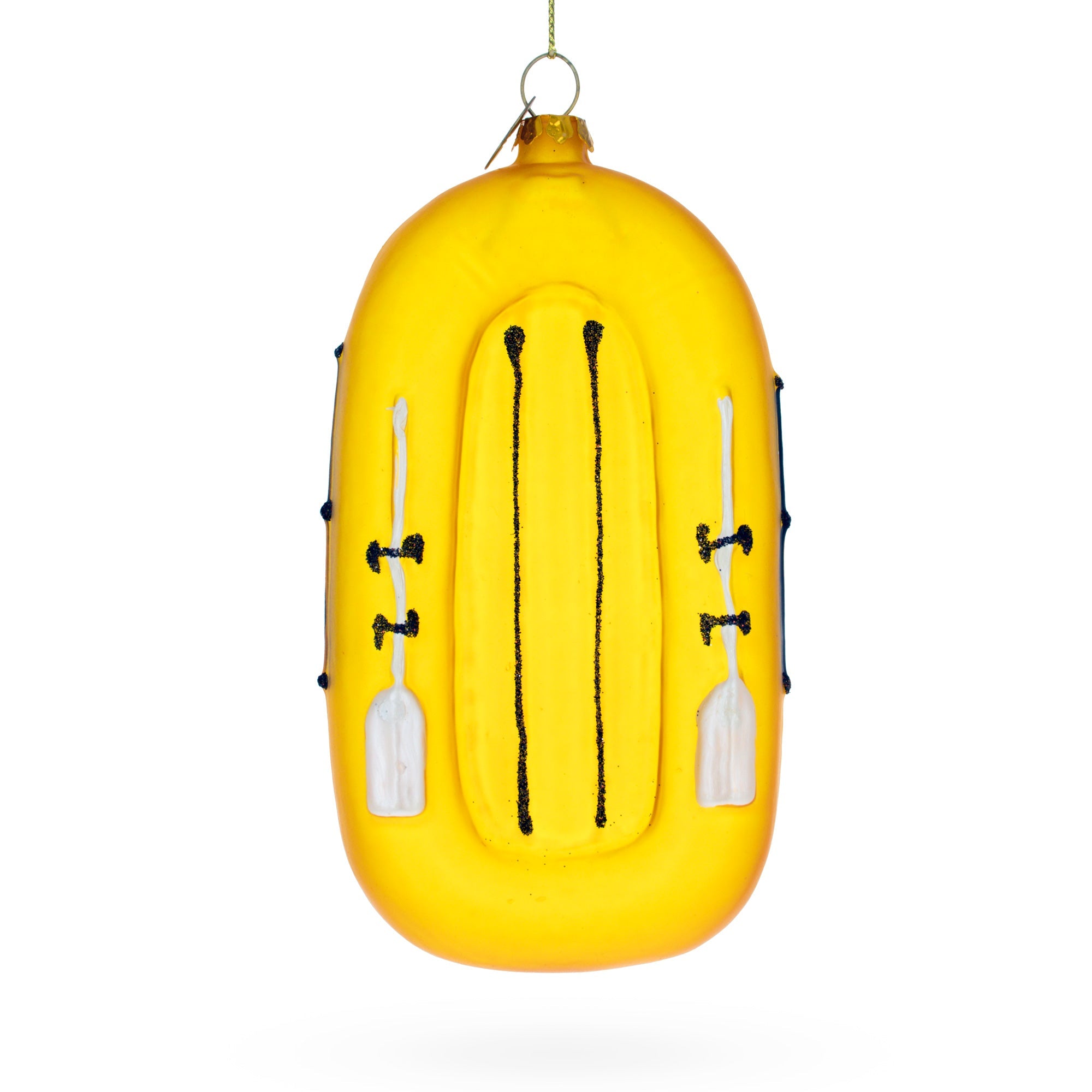 Sunny Yellow Rubber Boat - Blown Glass Christmas Ornament