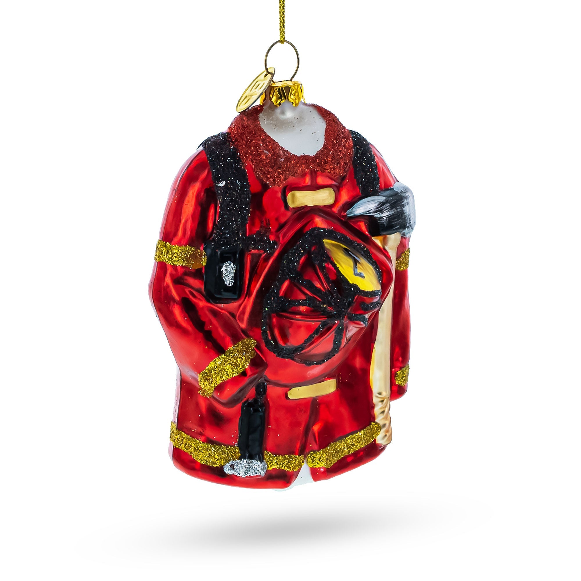 Heroic Fireman Uniform - Blown Glass Christmas Ornament