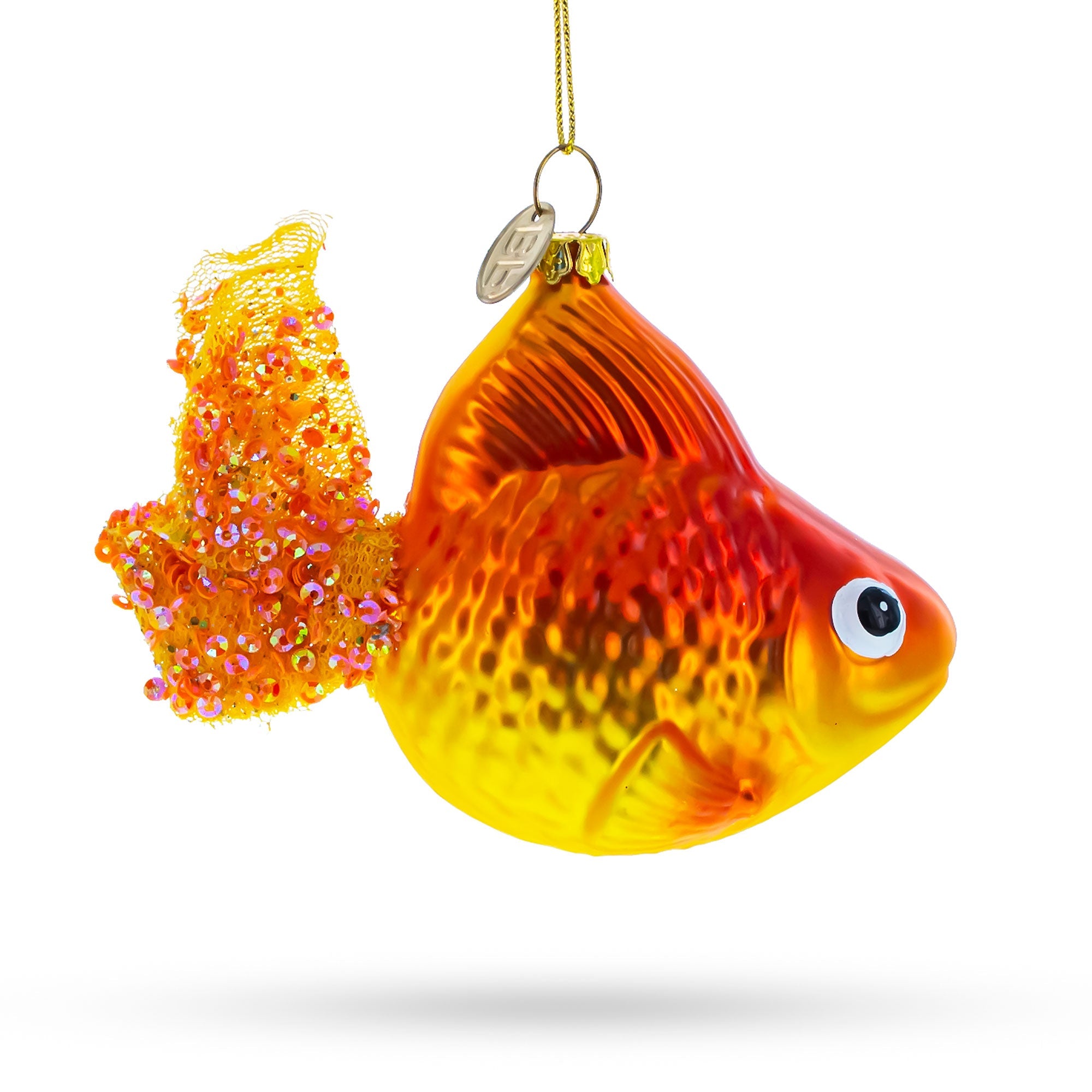 Glistening Goldfish In Aquatic Splendor - Blown Glass Christmas Ornament