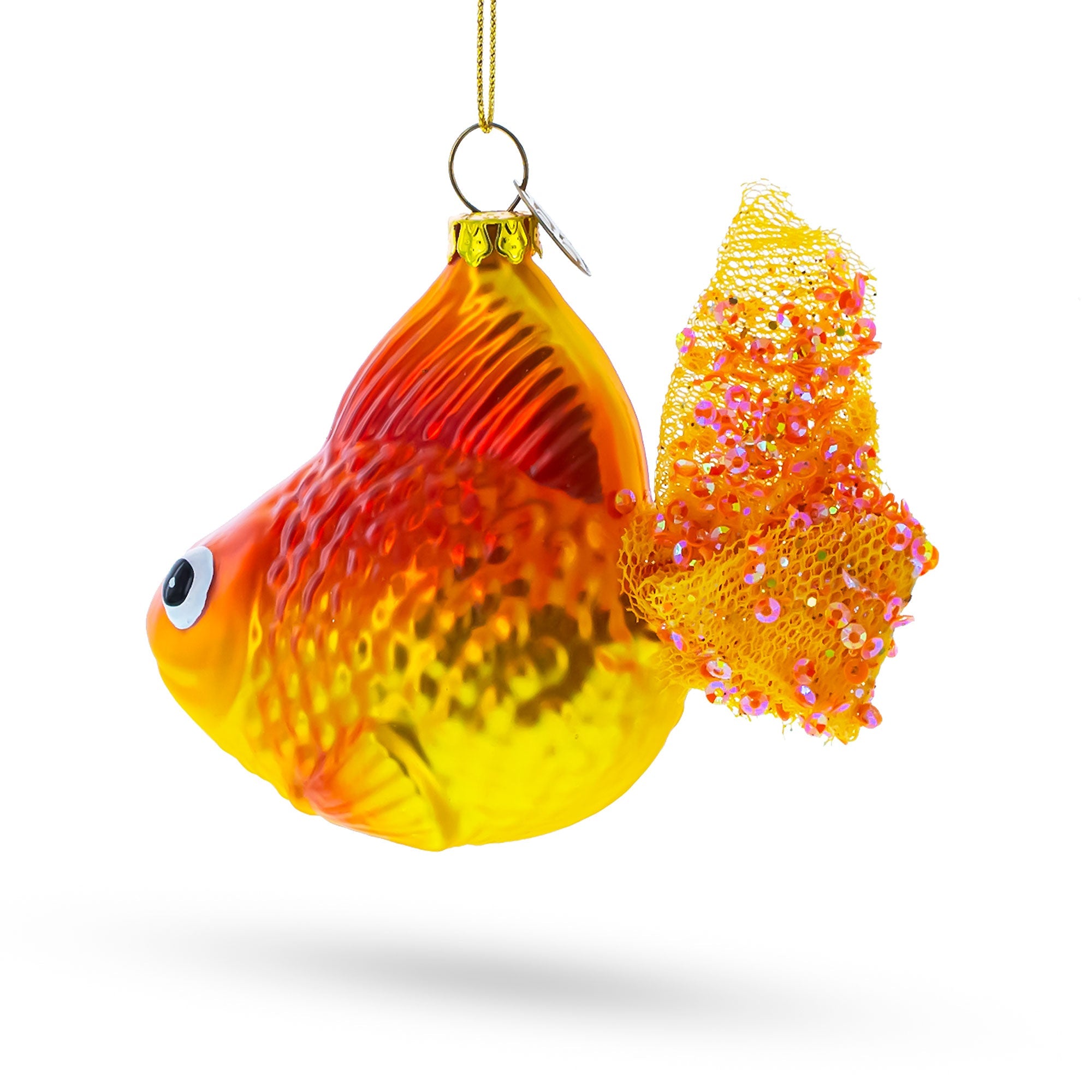 Glistening Goldfish In Aquatic Splendor - Blown Glass Christmas Ornament