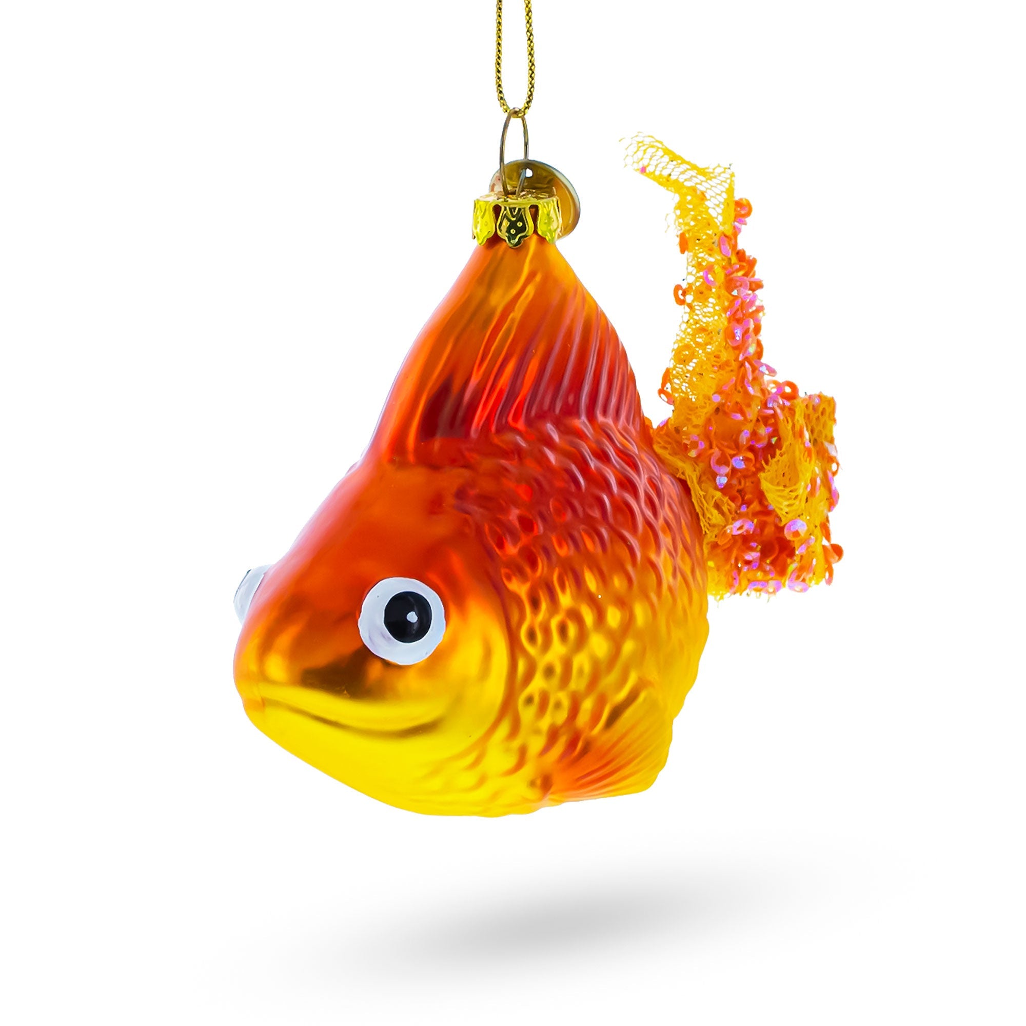 Glistening Goldfish In Aquatic Splendor - Blown Glass Christmas Ornament