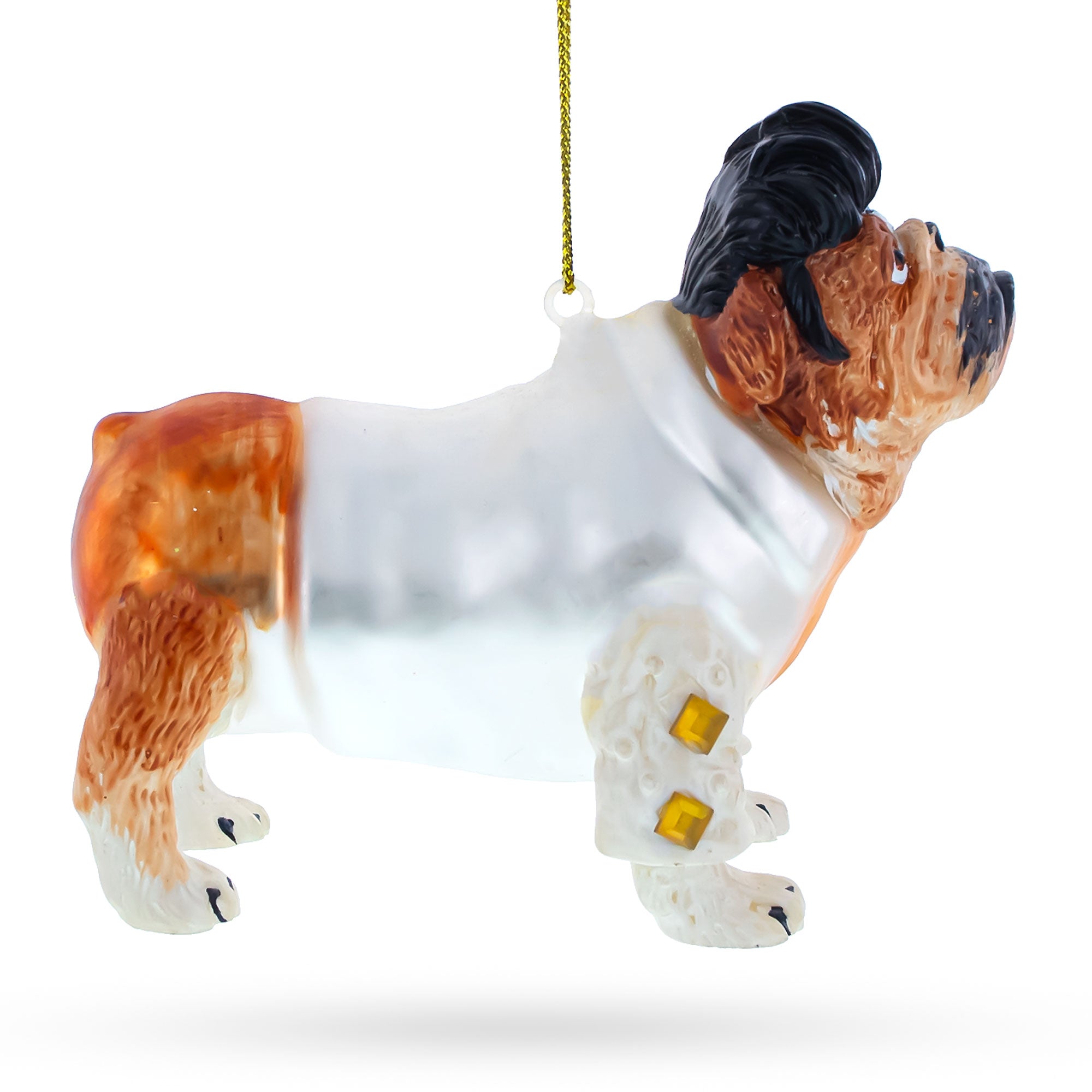 Rock 'n' Roll Elvis Bulldog - Blown Glass Christmas Ornament