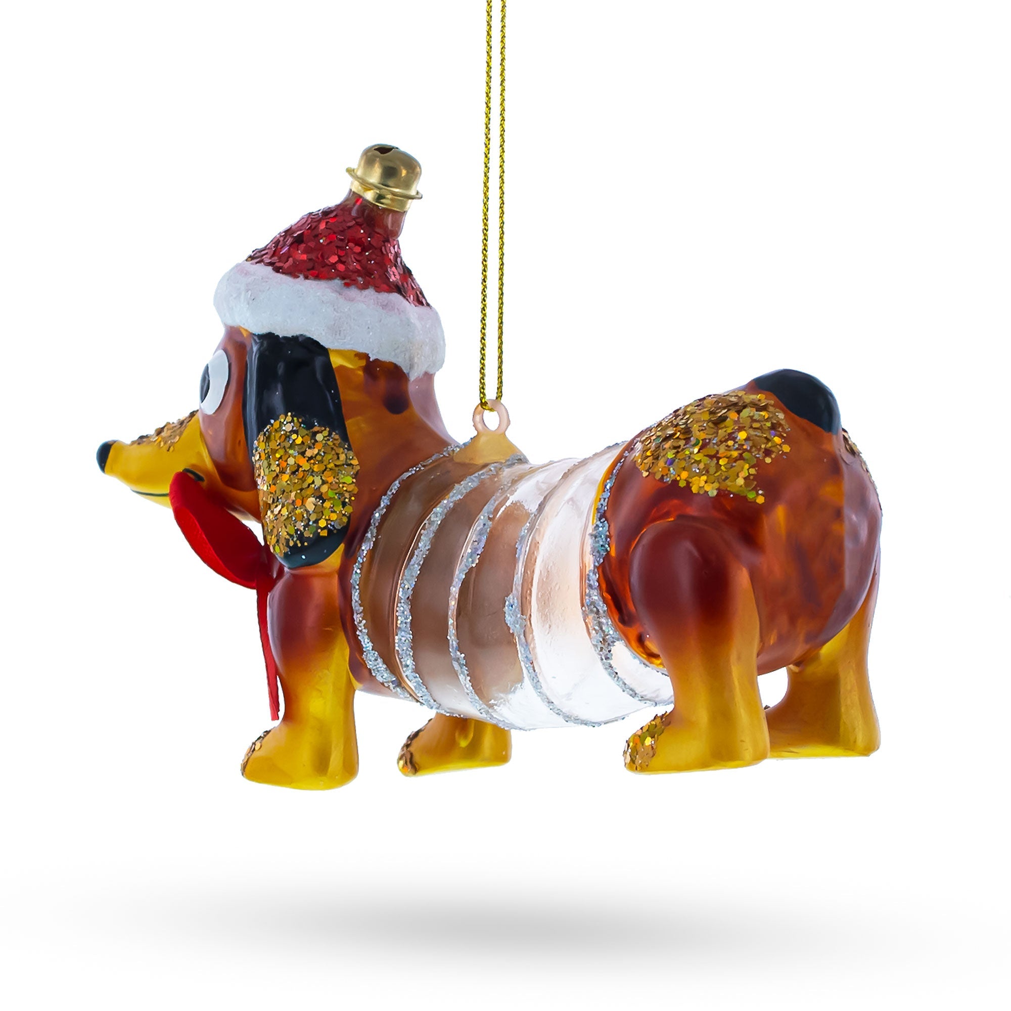 Retro Stretching Slinky Dog - Blown Glass Christmas Ornament