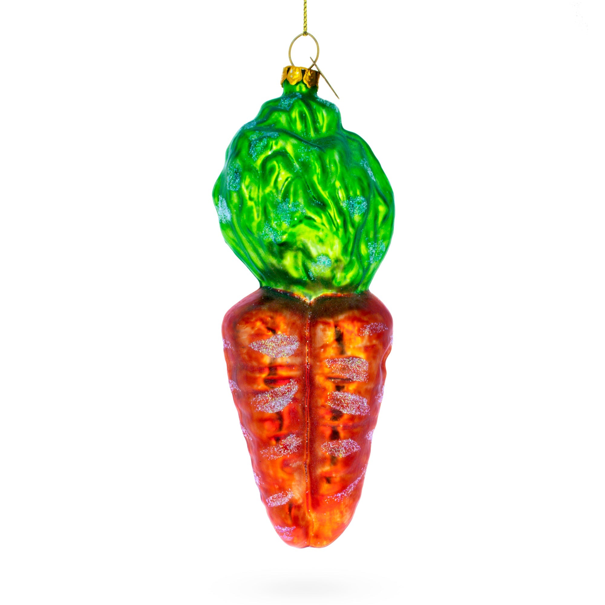 Whimsical Orange Carrot - Blown Glass Christmas Ornament