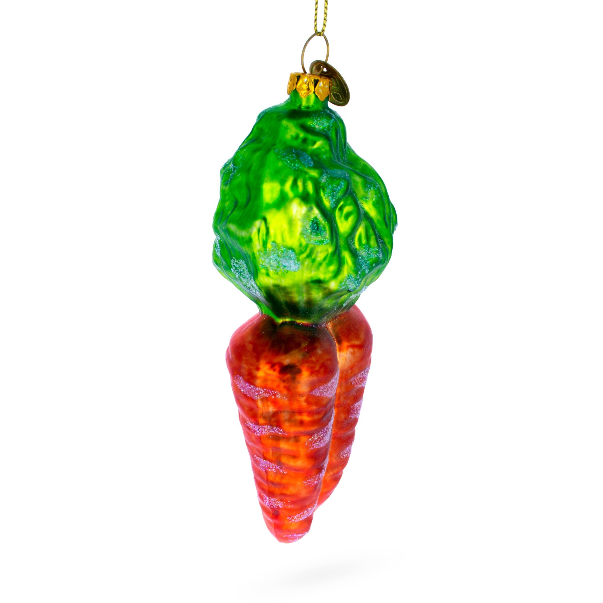 Whimsical Orange Carrot - Blown Glass Christmas Ornament