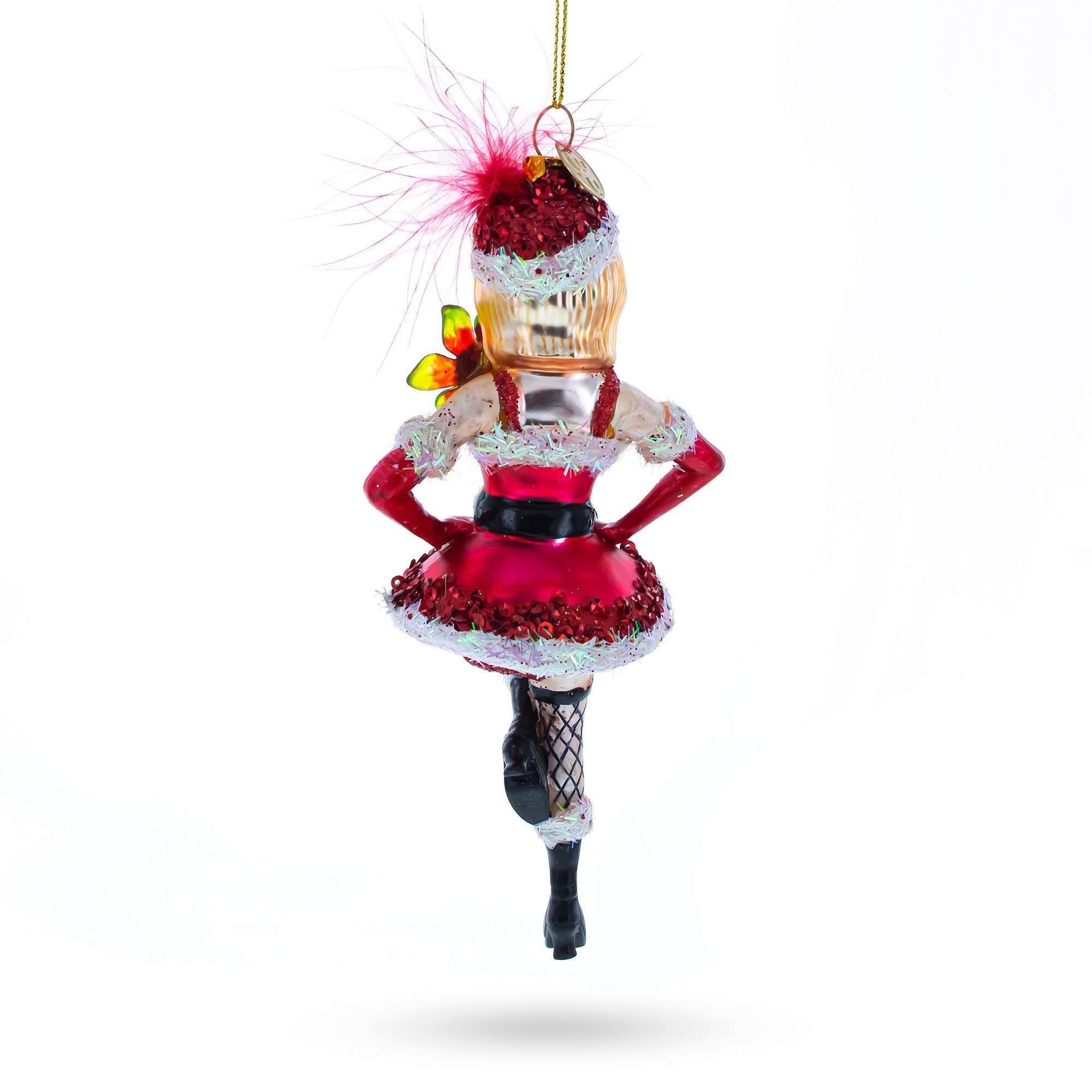 Sultry Woman In Santa Dress Dancing - Blown Glass Christmas Ornament