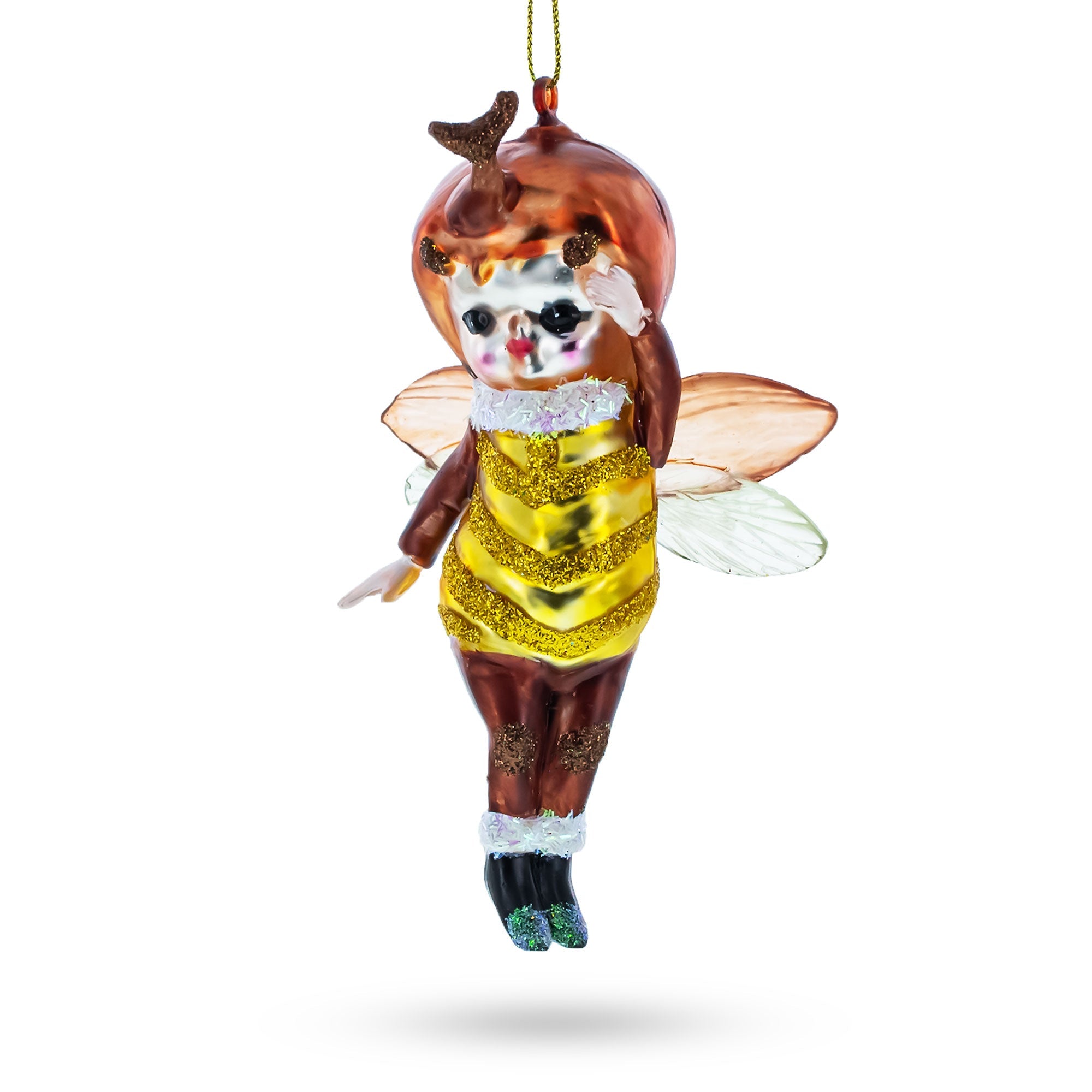 Buzzingly Adorable Little Bee - Blown Glass Christmas Ornament