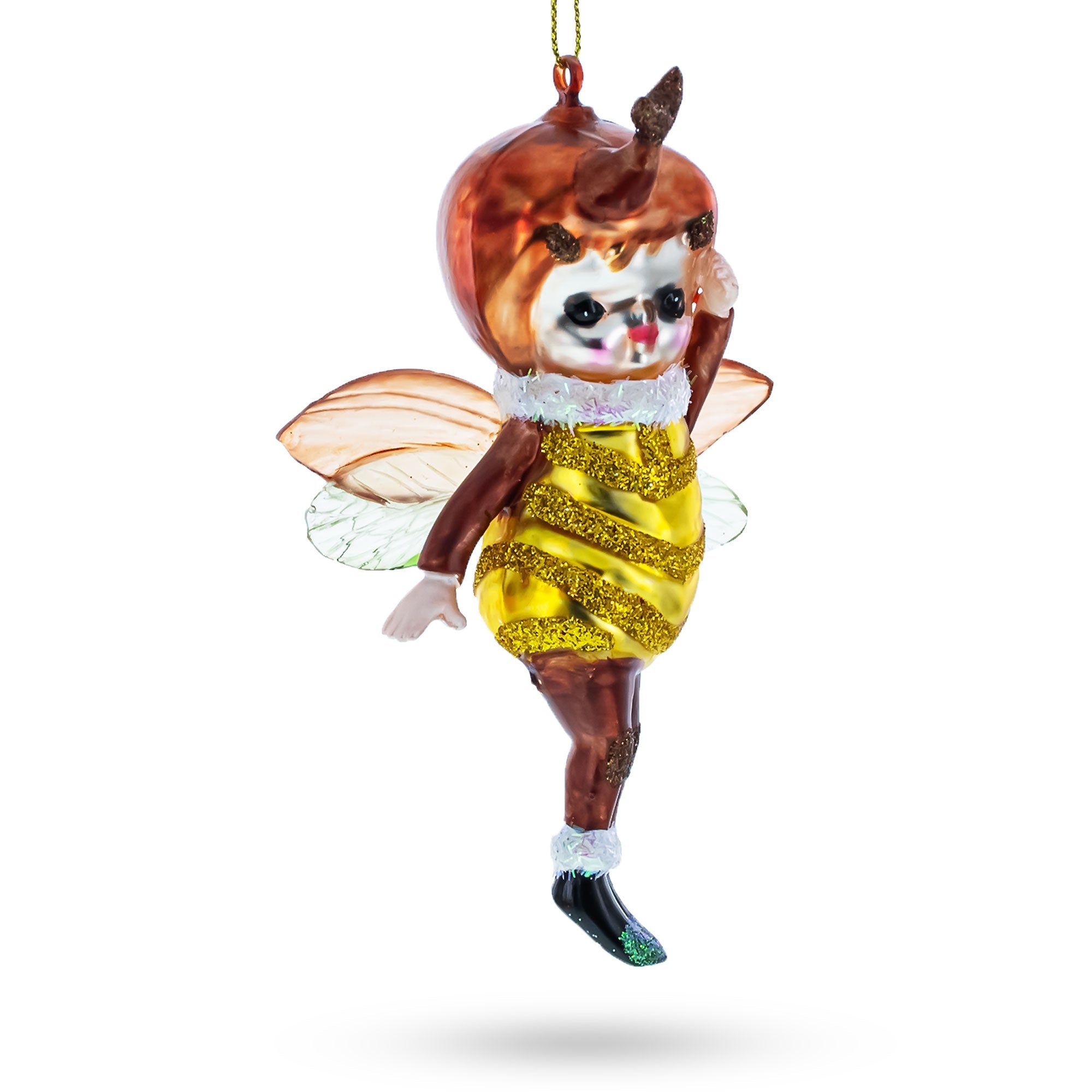 Buzzingly Adorable Little Bee - Blown Glass Christmas Ornament