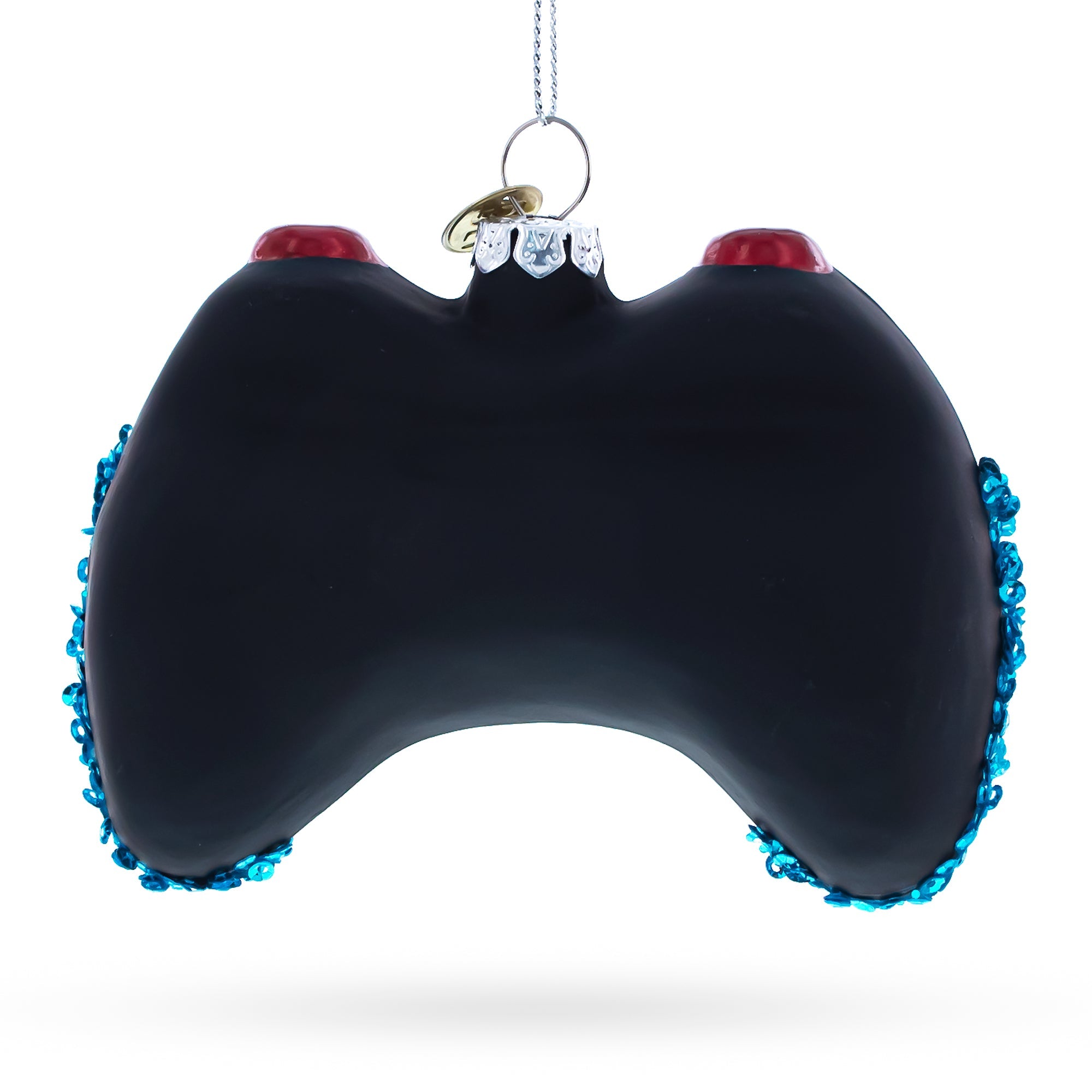 Sleek Black Video Game Controller - Blown Glass Christmas Ornament