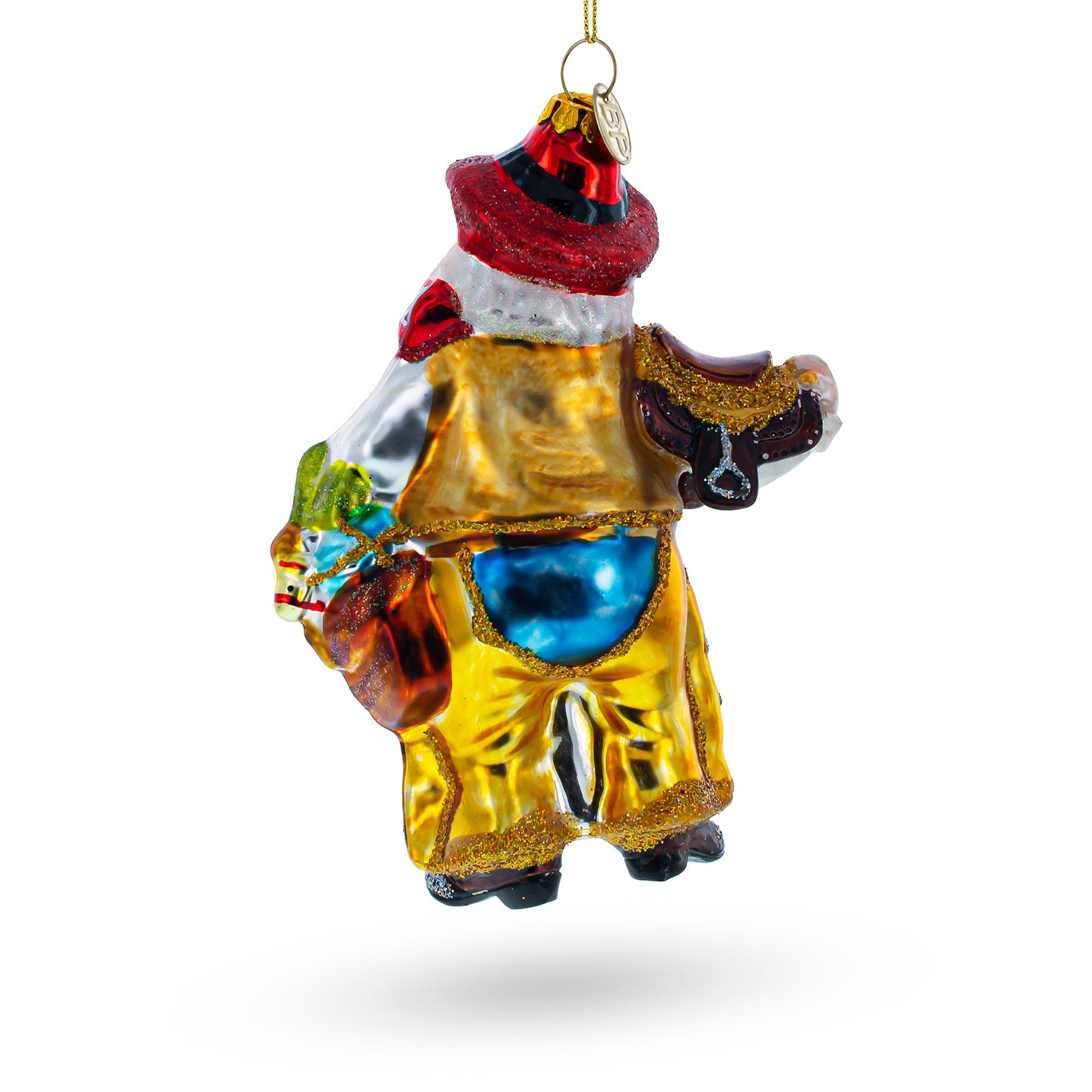 Rodeo Santa In Cowboy Gear - Blown Glass Christmas Ornament