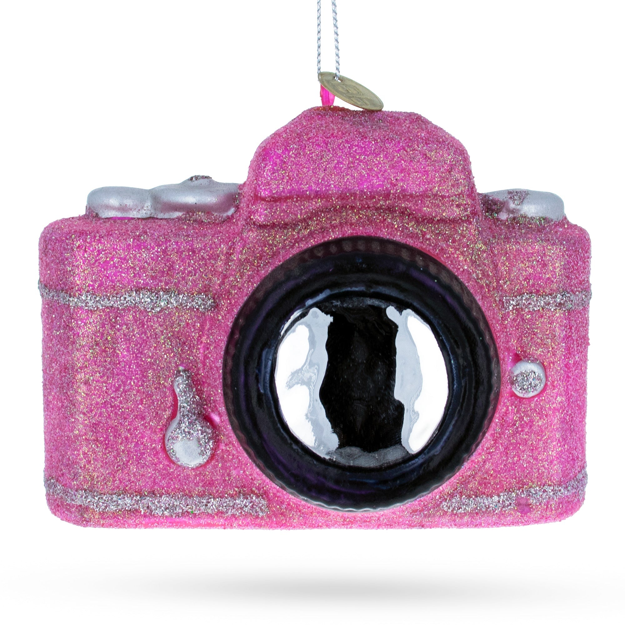 Vintage Pink Camera - Blown Glass Christmas Ornament