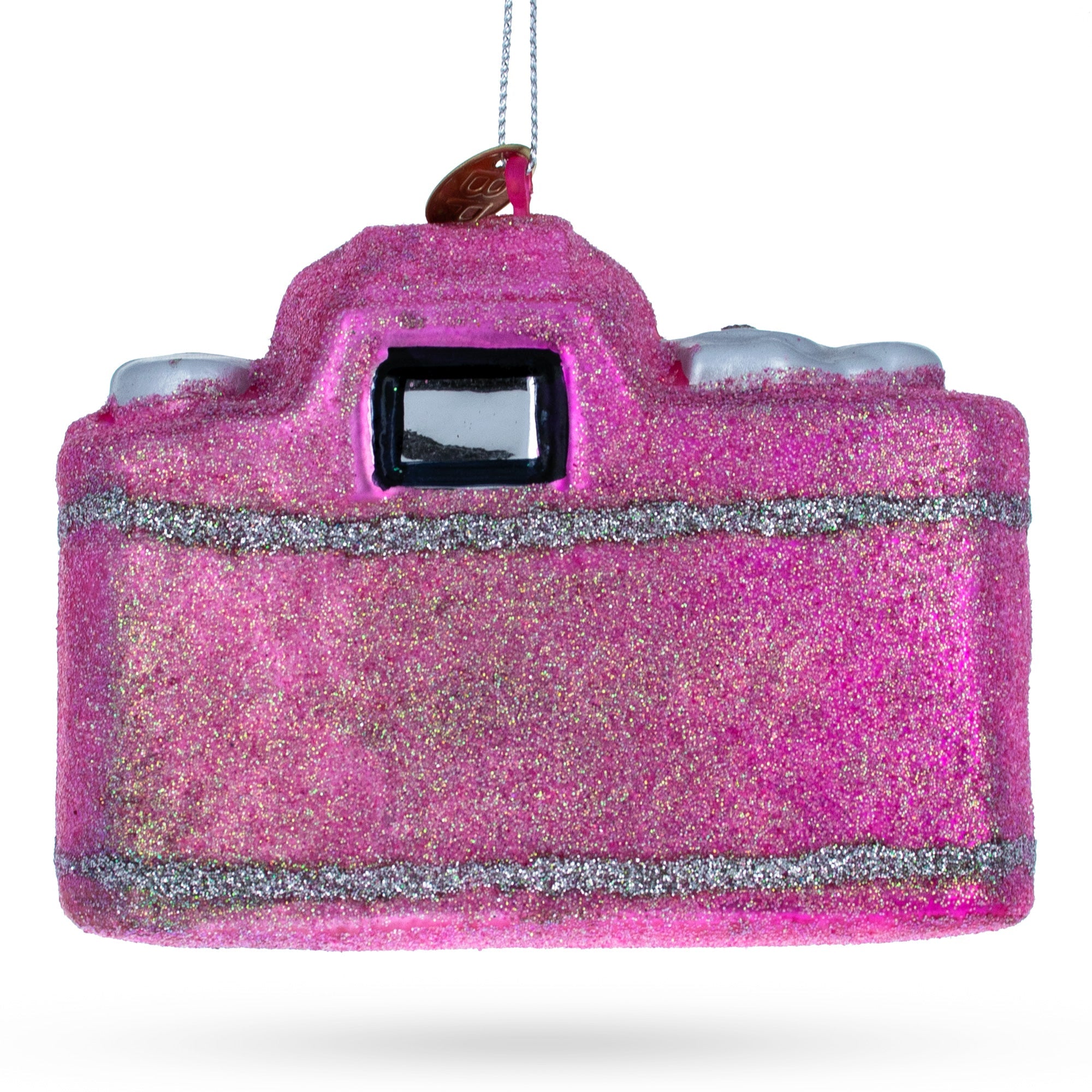 Vintage Pink Camera - Blown Glass Christmas Ornament