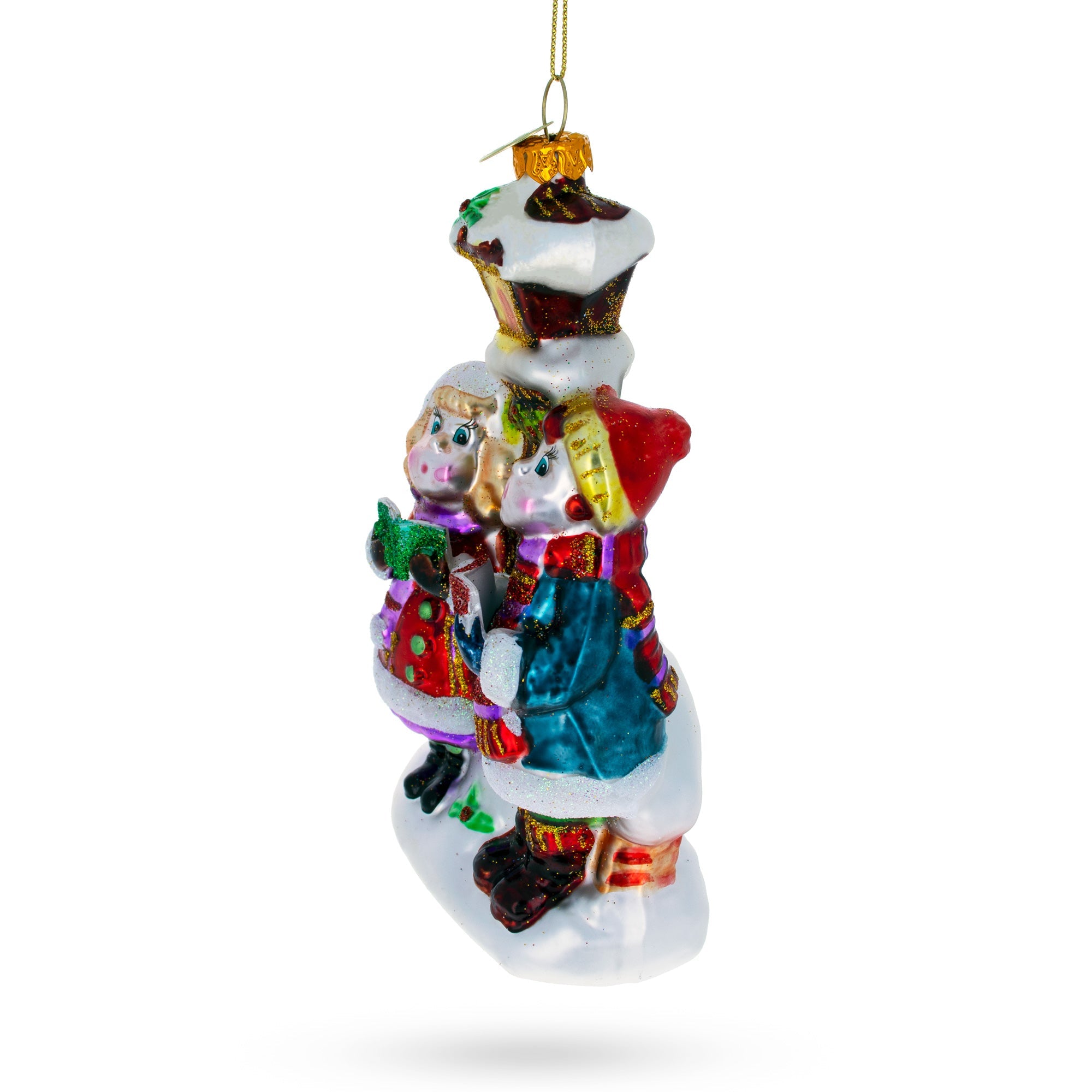 Carolers By A Vintage Lantern - Blown Glass Christmas Ornament