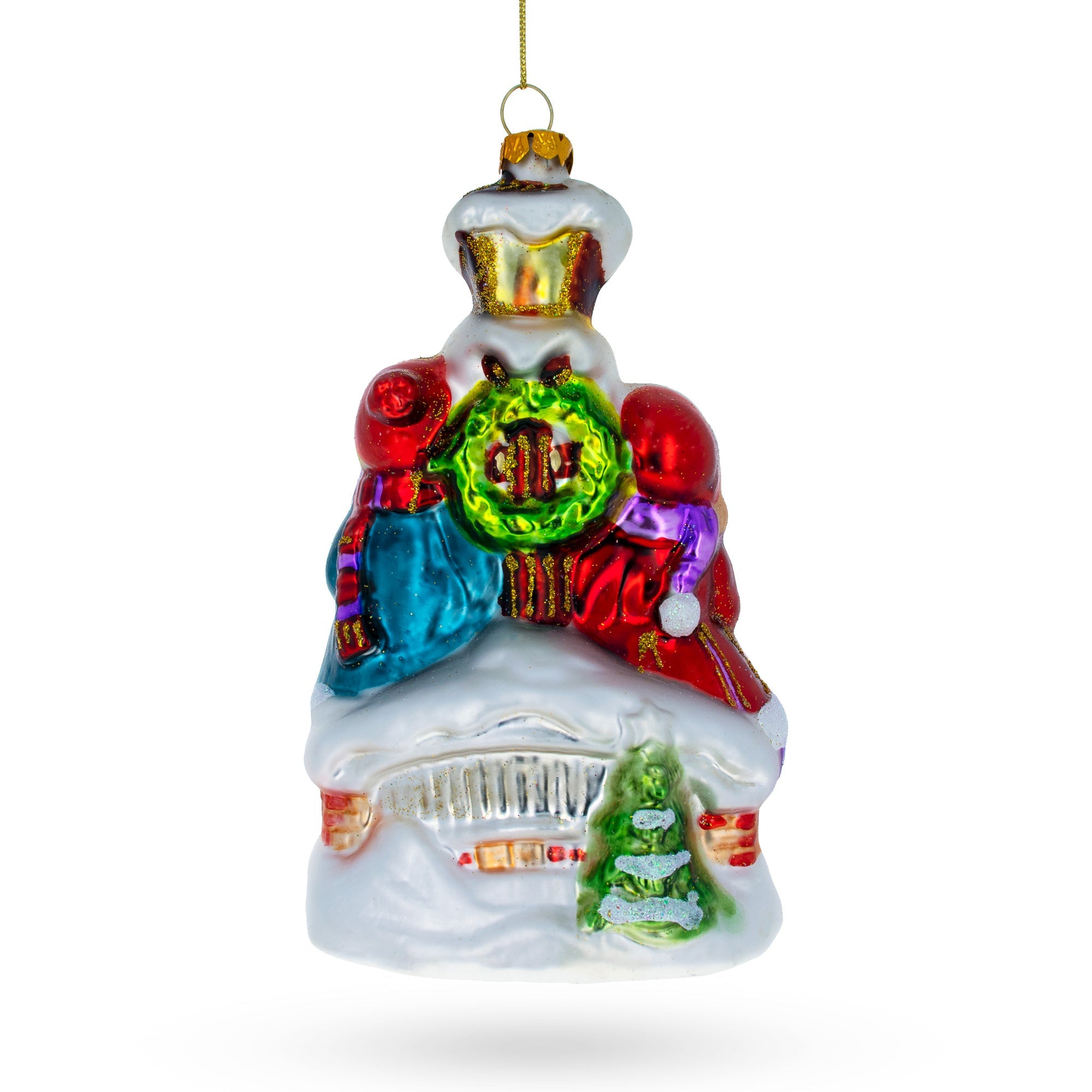 Carolers By A Vintage Lantern - Blown Glass Christmas Ornament