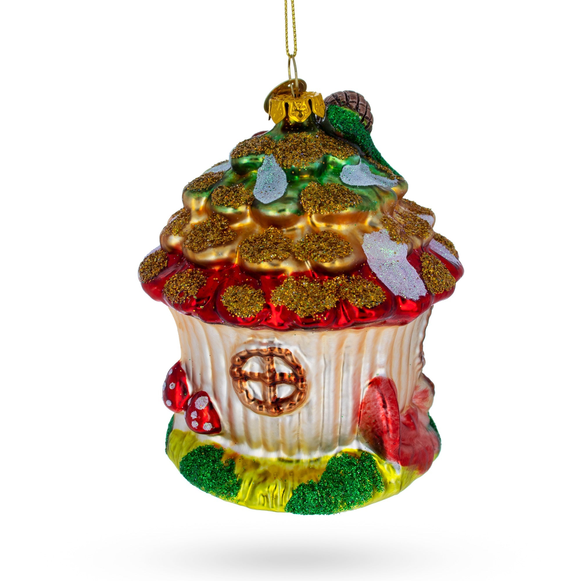 Enchanted Fairy House Nestled In A Woodland Glade - Blown Glass Christmas Ornament