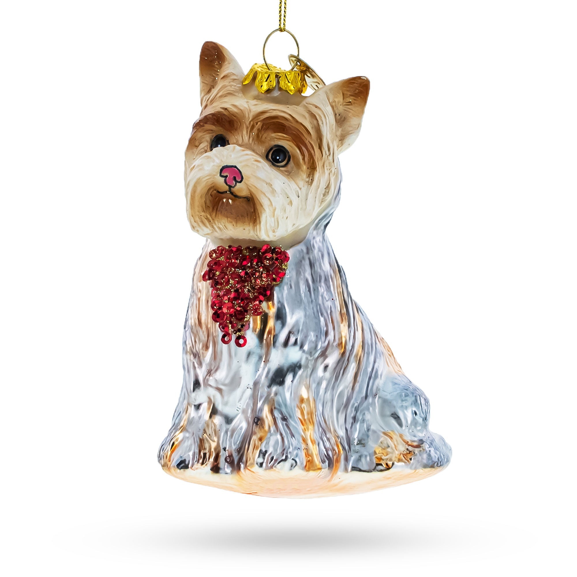 Yorkshire Terrier - Blown Glass Christmas Ornament