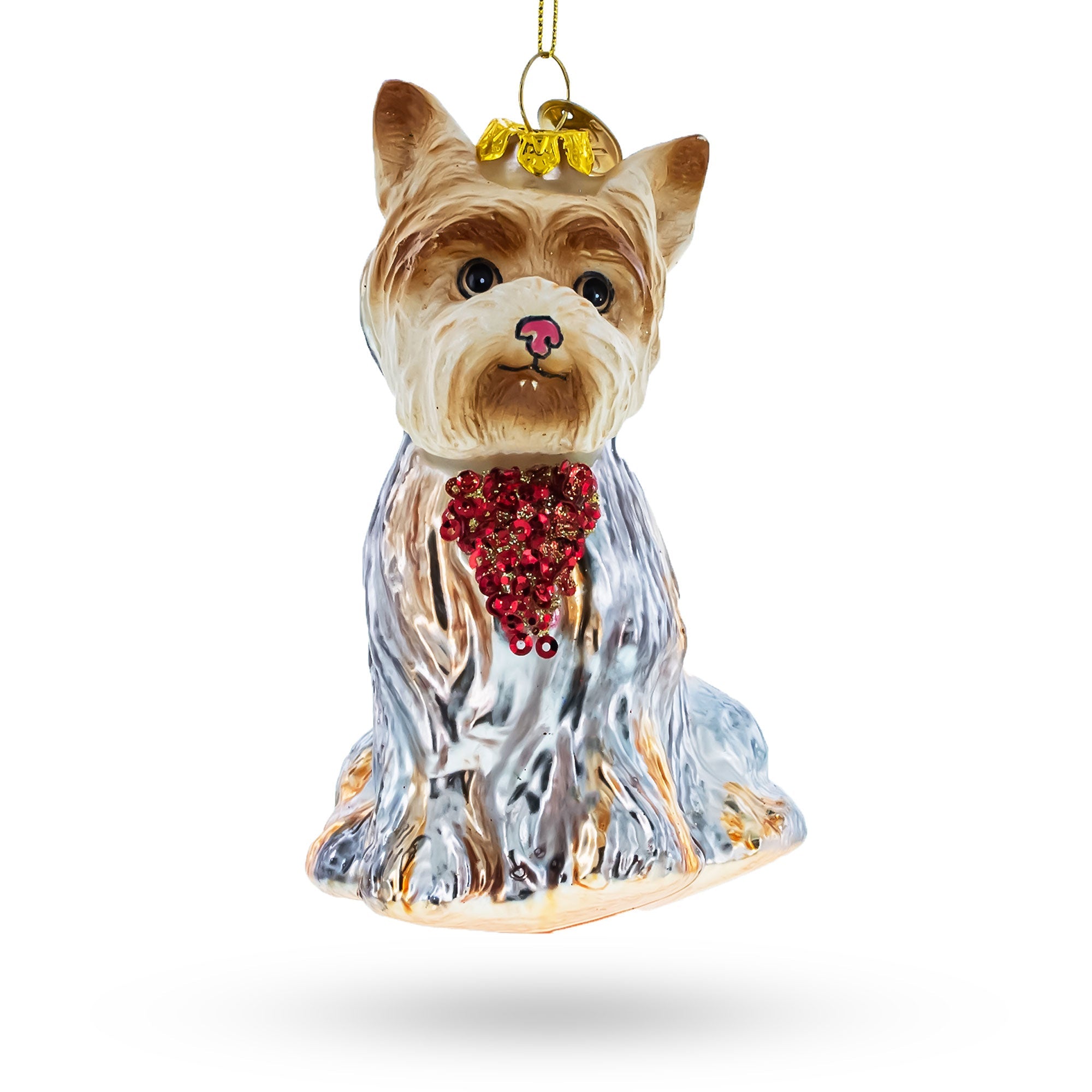 Yorkshire Terrier - Blown Glass Christmas Ornament