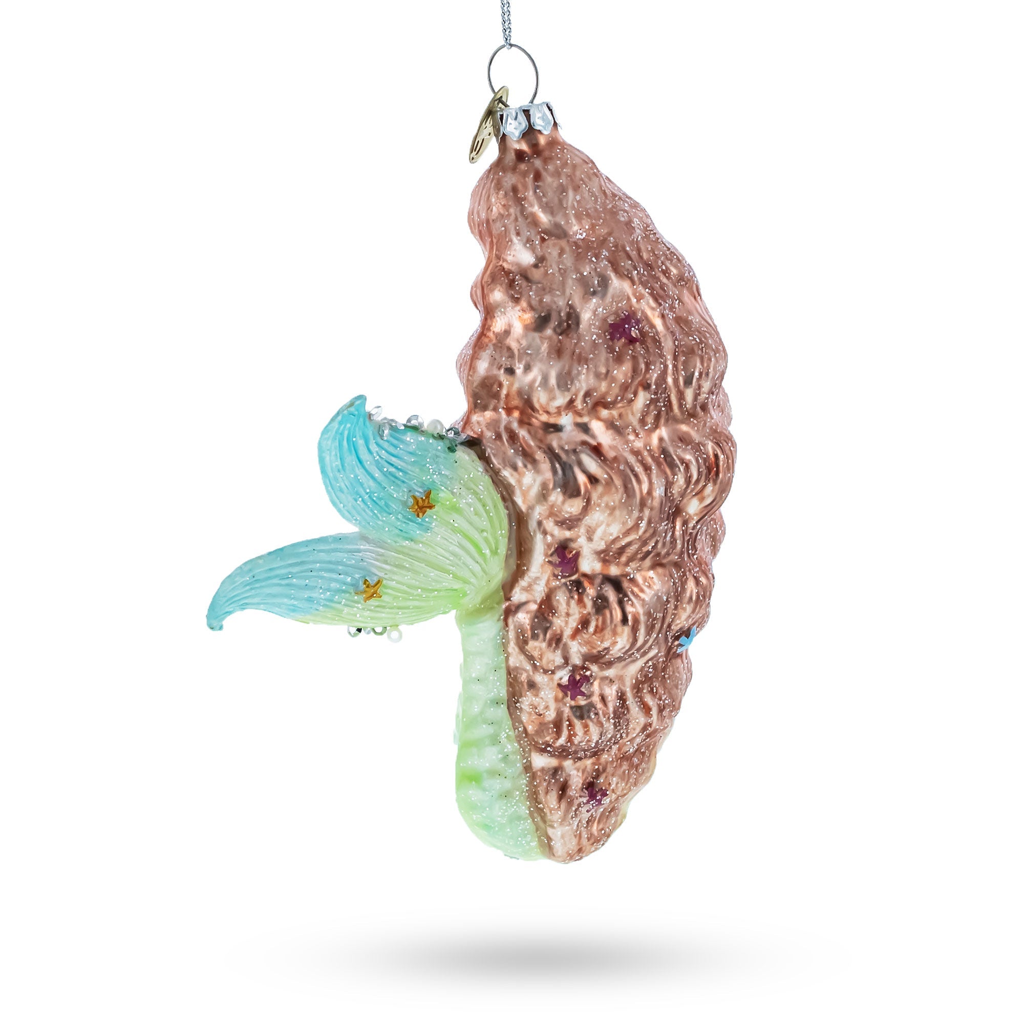 Enchanting Mermaid And Fish - Blown Glass Christmas Ornament