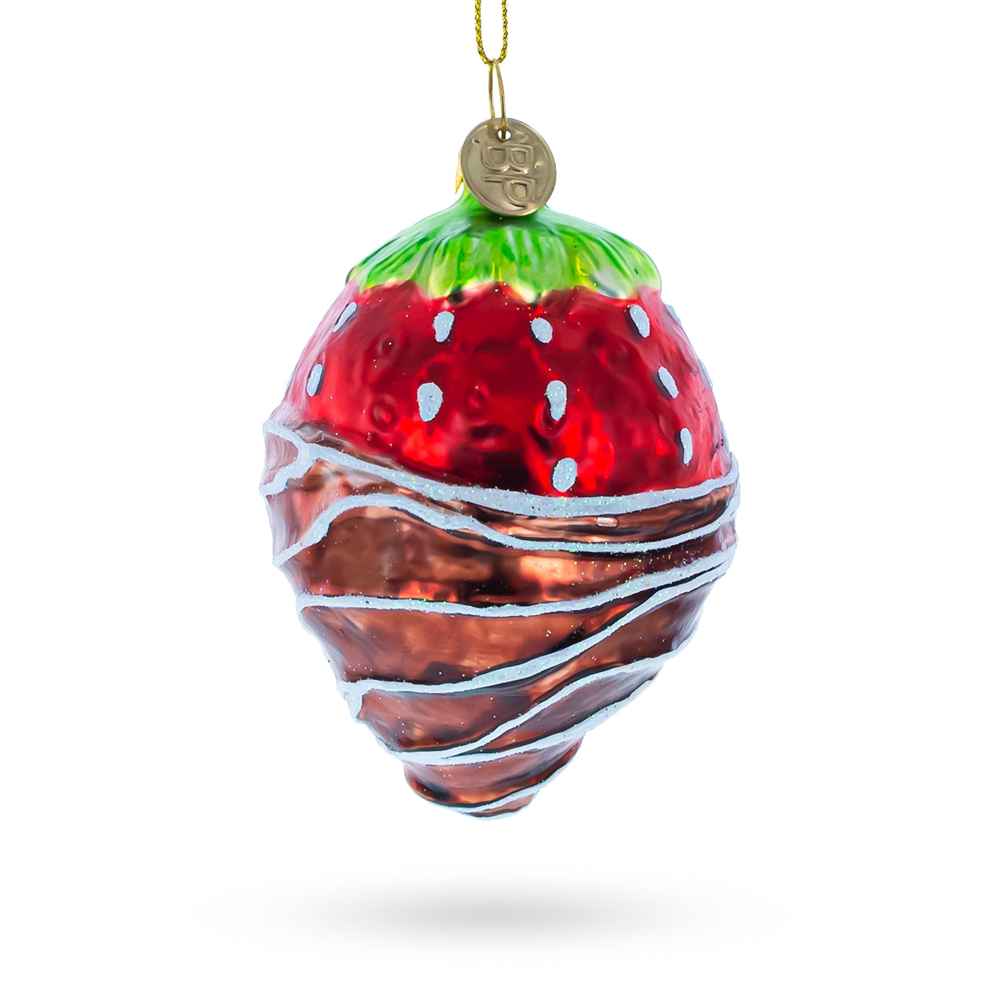 Decadent Chocolate-dipped Strawberry - Blown Glass Christmas Ornament