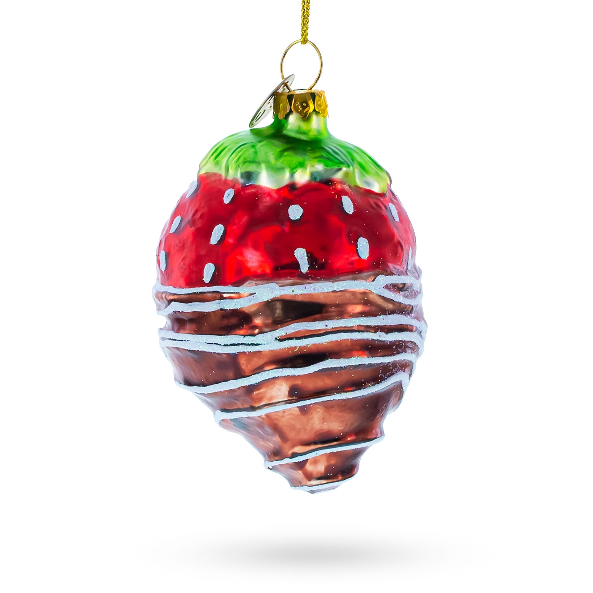 Decadent Chocolate-dipped Strawberry - Blown Glass Christmas Ornament