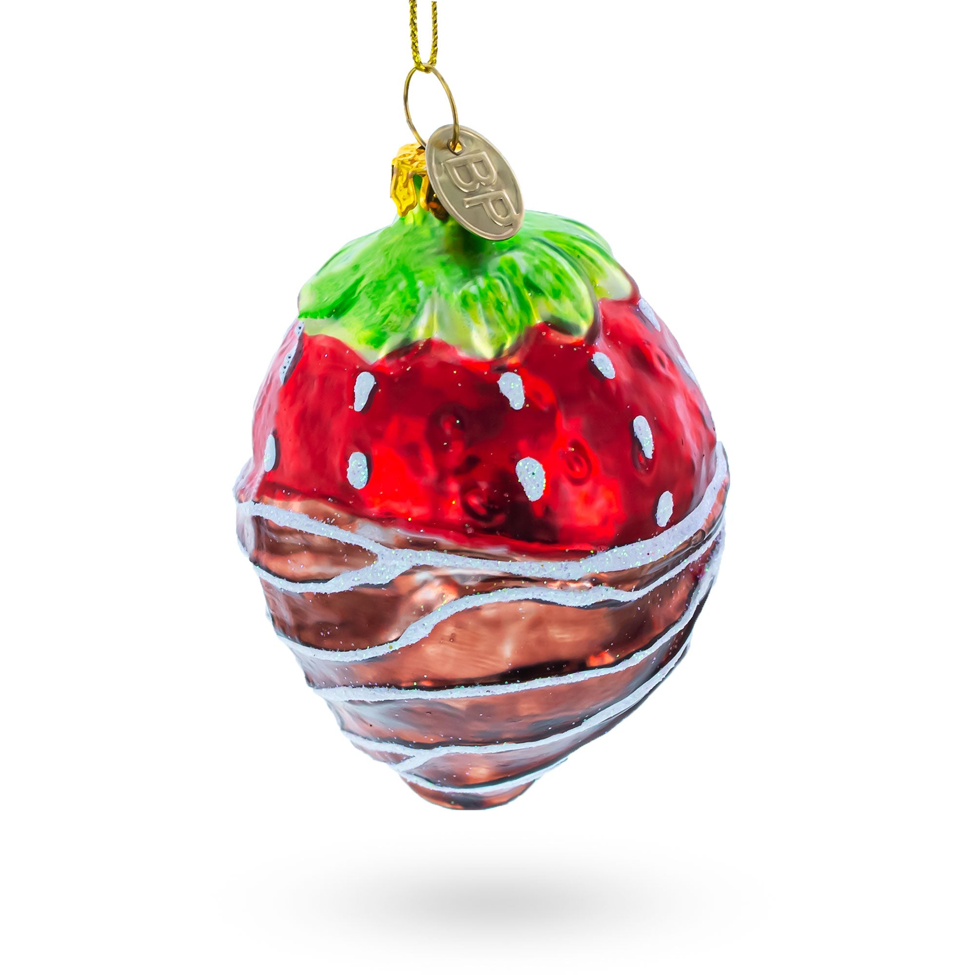 Decadent Chocolate-dipped Strawberry - Blown Glass Christmas Ornament