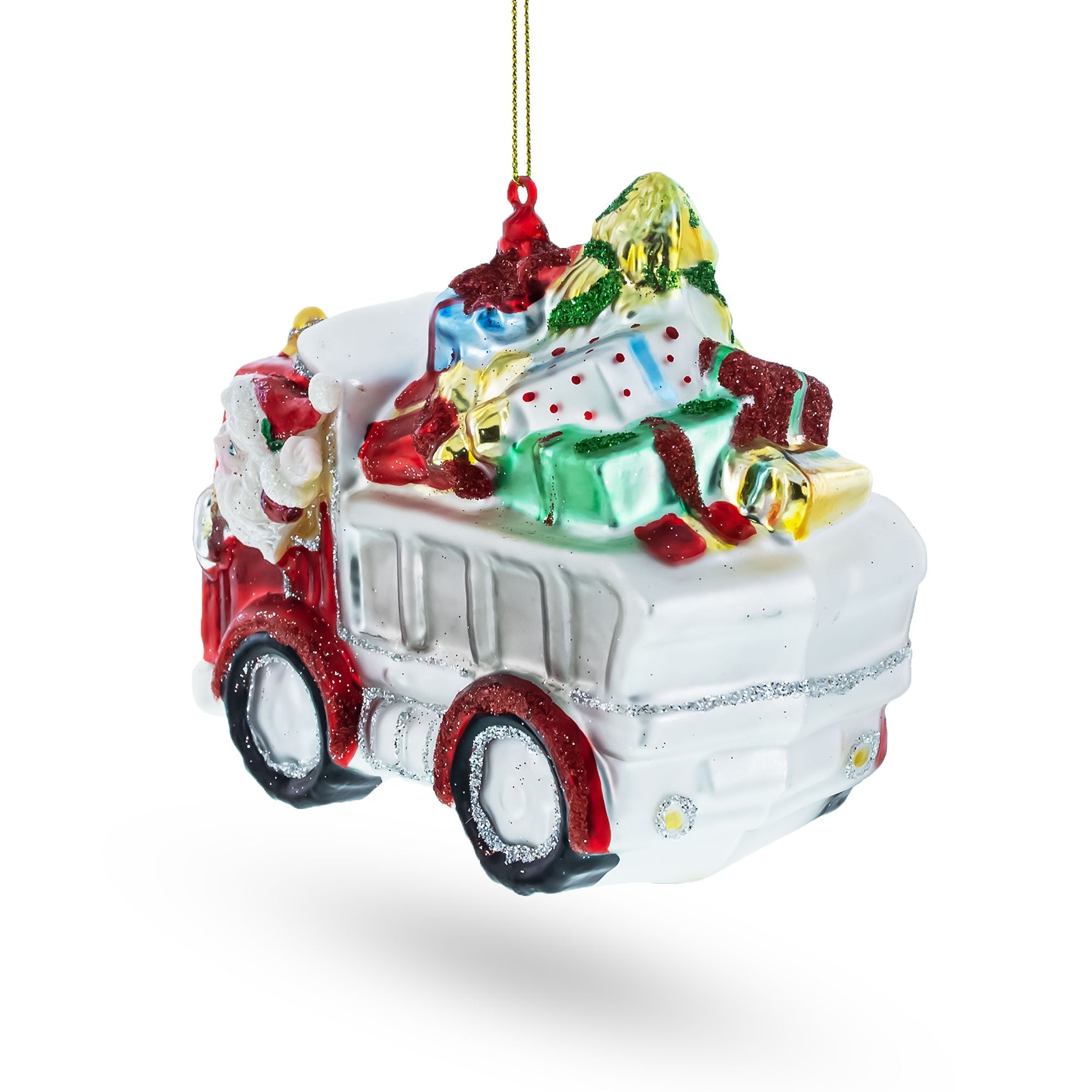 Santa's Holiday Road Trip: A Truckload Of Gifts - Blown Glass Christmas Ornament