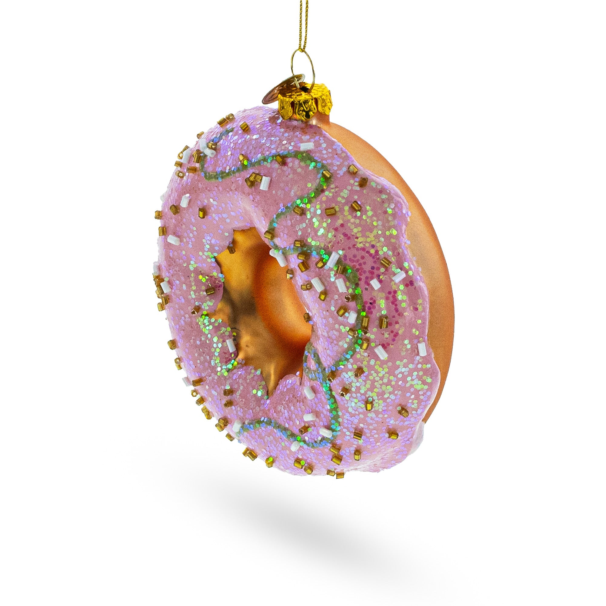 Delicious Pink Glazed Donut - Blown Glass Christmas Ornament