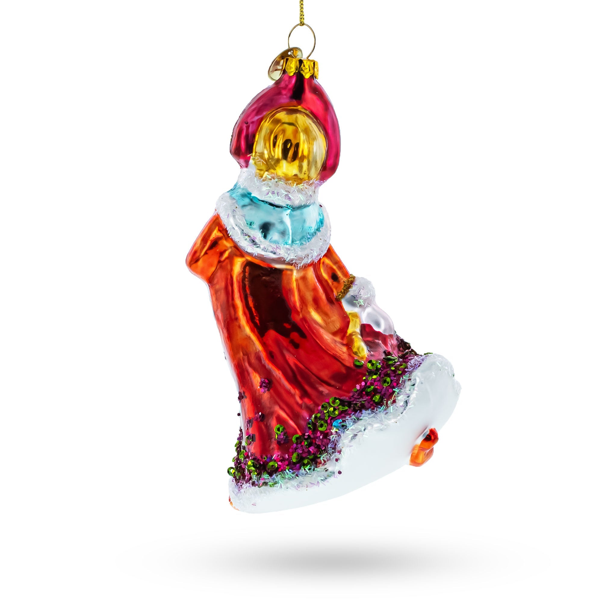 Festive Snow Maiden In Red - Blown Glass Christmas Ornament