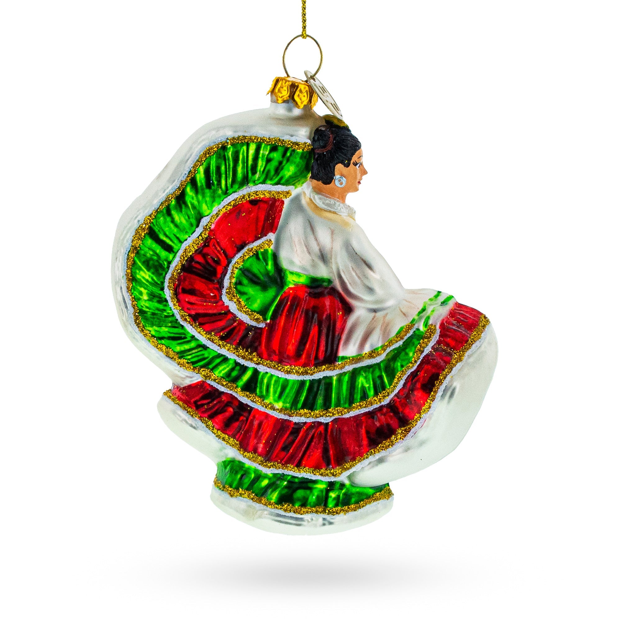 Cultural Elegance: Traditional Dancer - Blown Glass Christmas Ornament