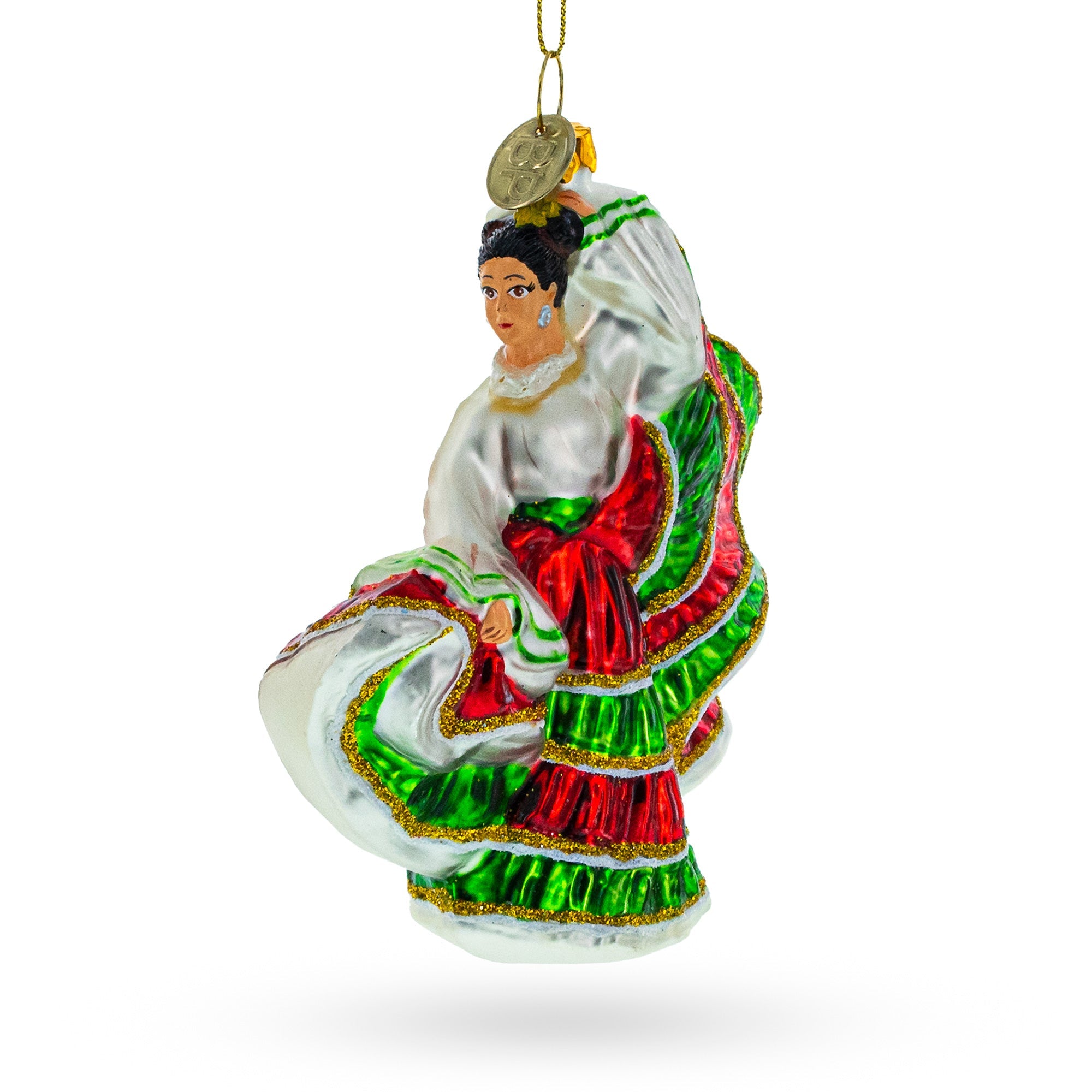 Cultural Elegance: Traditional Dancer - Blown Glass Christmas Ornament