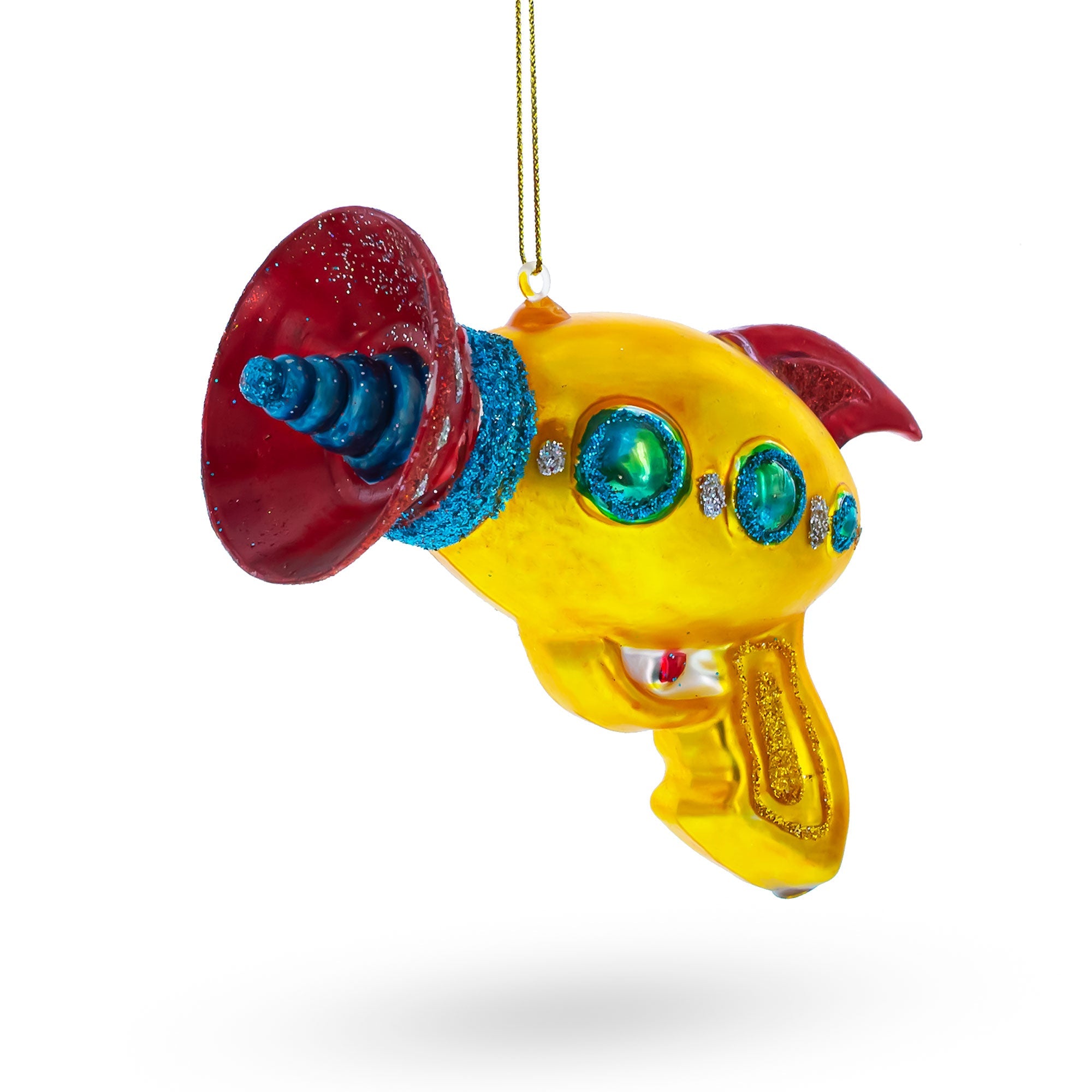 Futuristic Laser Gun - Blown Glass Christmas Ornament